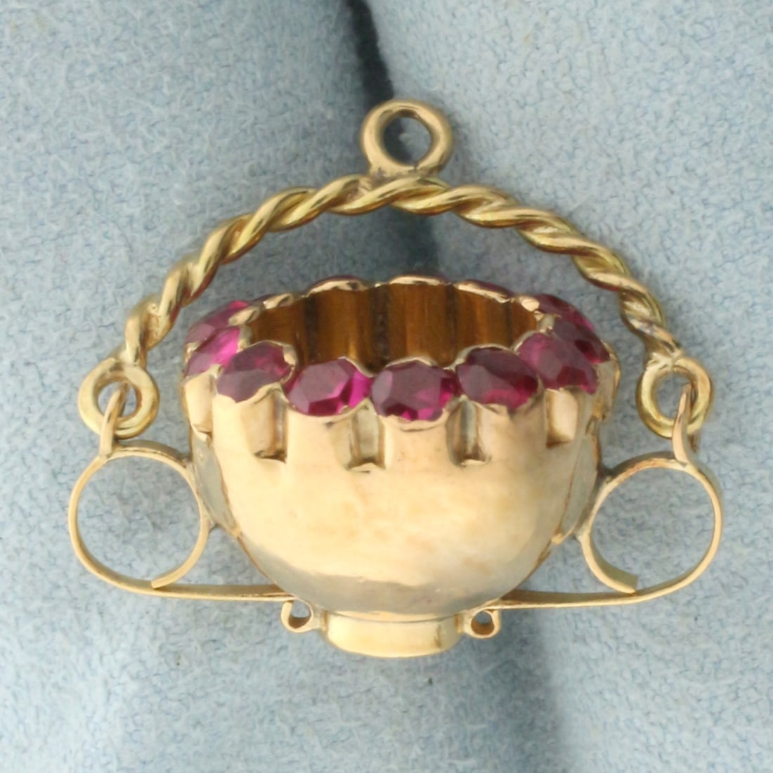 Ruby Cauldron Pendant or Charm in 14k Yellow Gold (1 of 5)