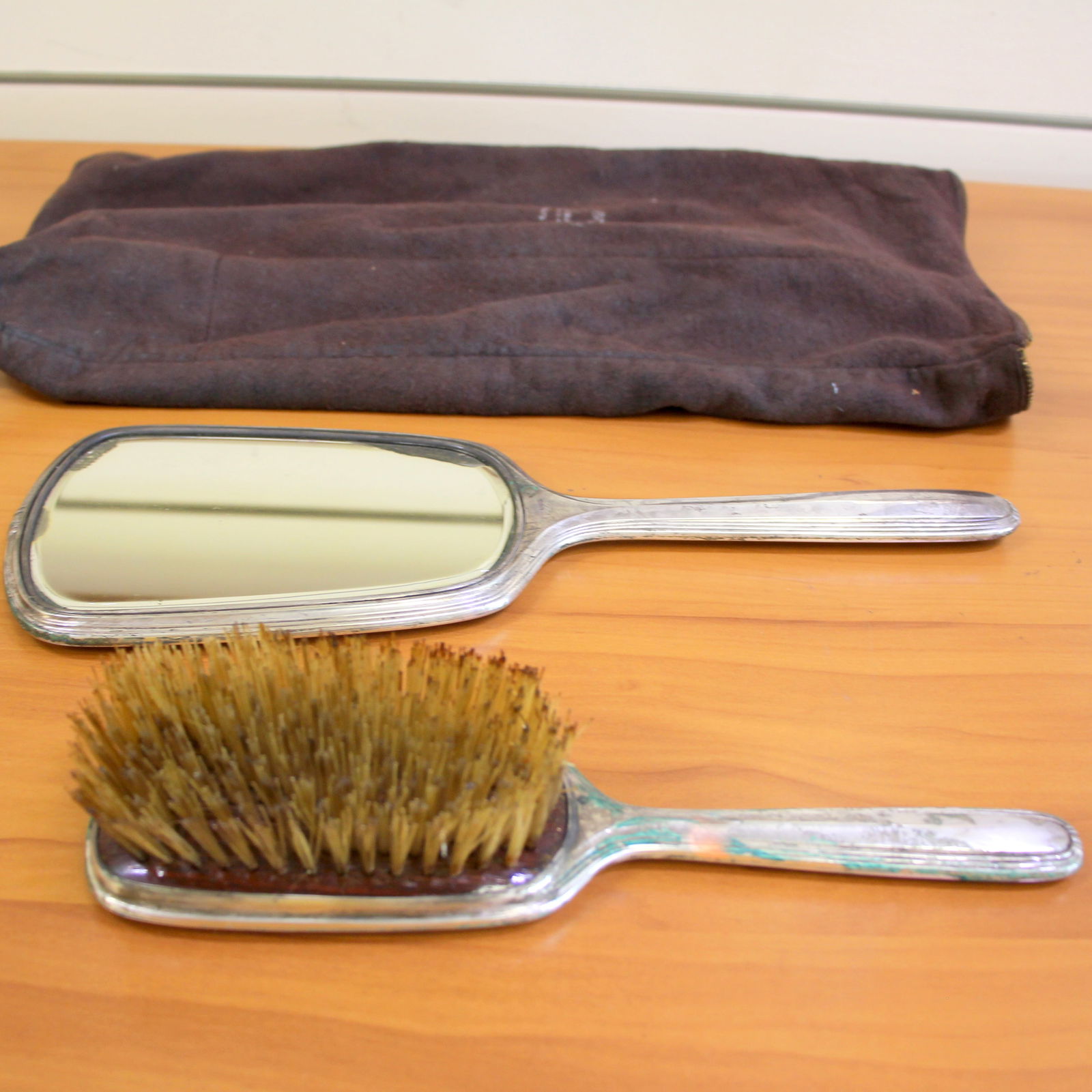 Antique Edwardian R. Blackington Sterling Silver Hairbrush Hand Mirror Vanity Set (1 of 2)