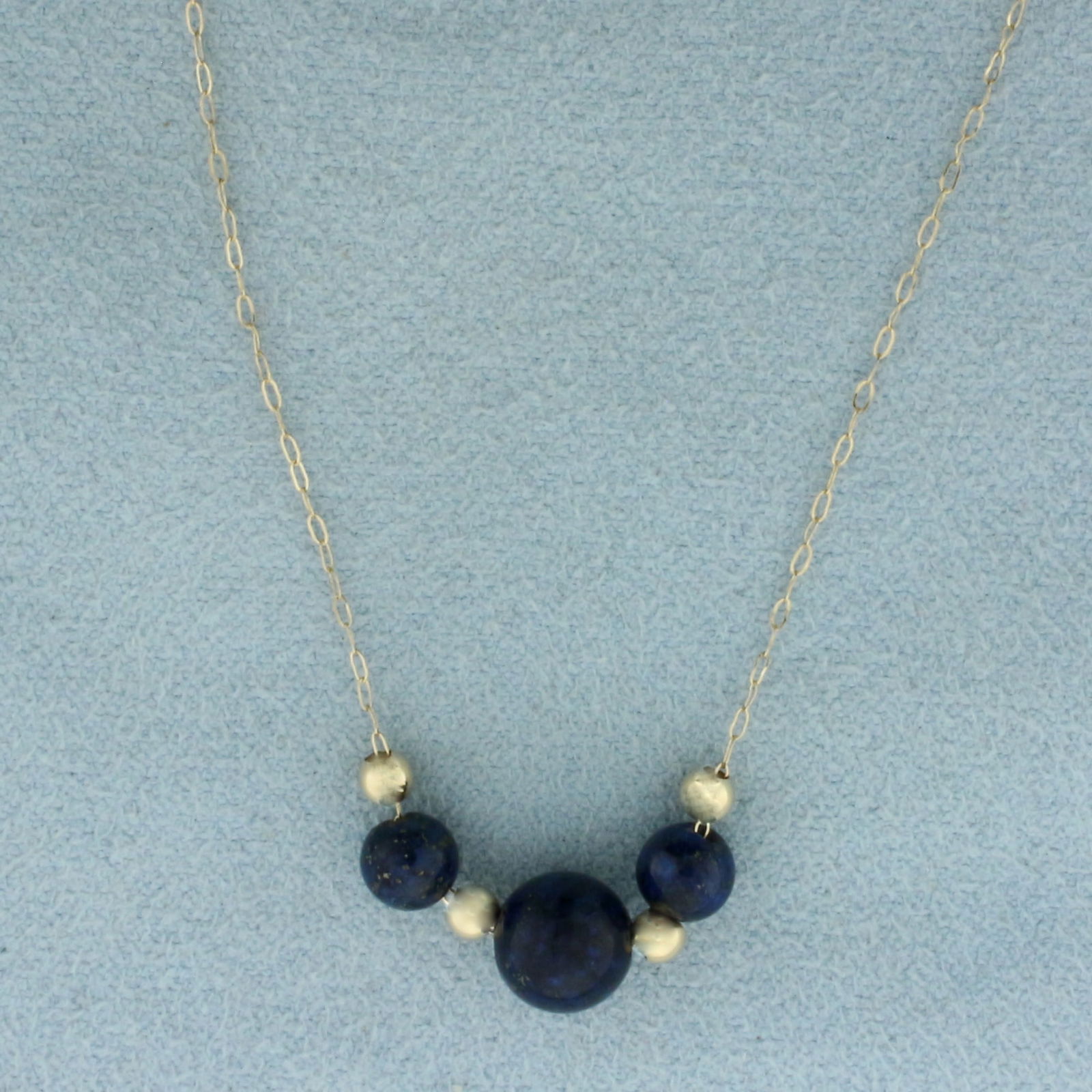 Lapis Lazuli and Gold Bead Necklace in 14k Yellow Gold (1 of 2)