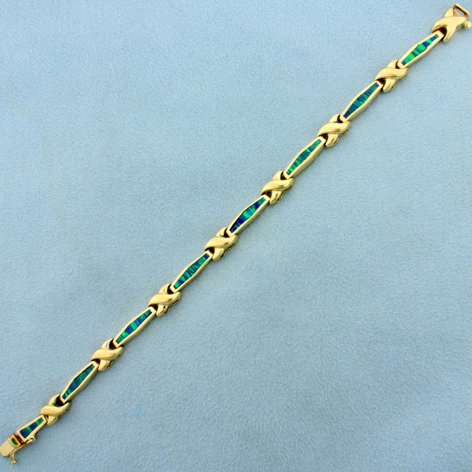 Black Opal Line Tennis Bracelet in 14K Yellow Gold (1 of 3)