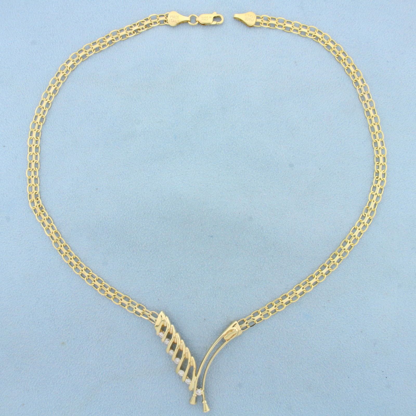 Italian Abstract Designer Bismarck Link Diamond Necklace in 14K Yellow Gold (1 of 2)