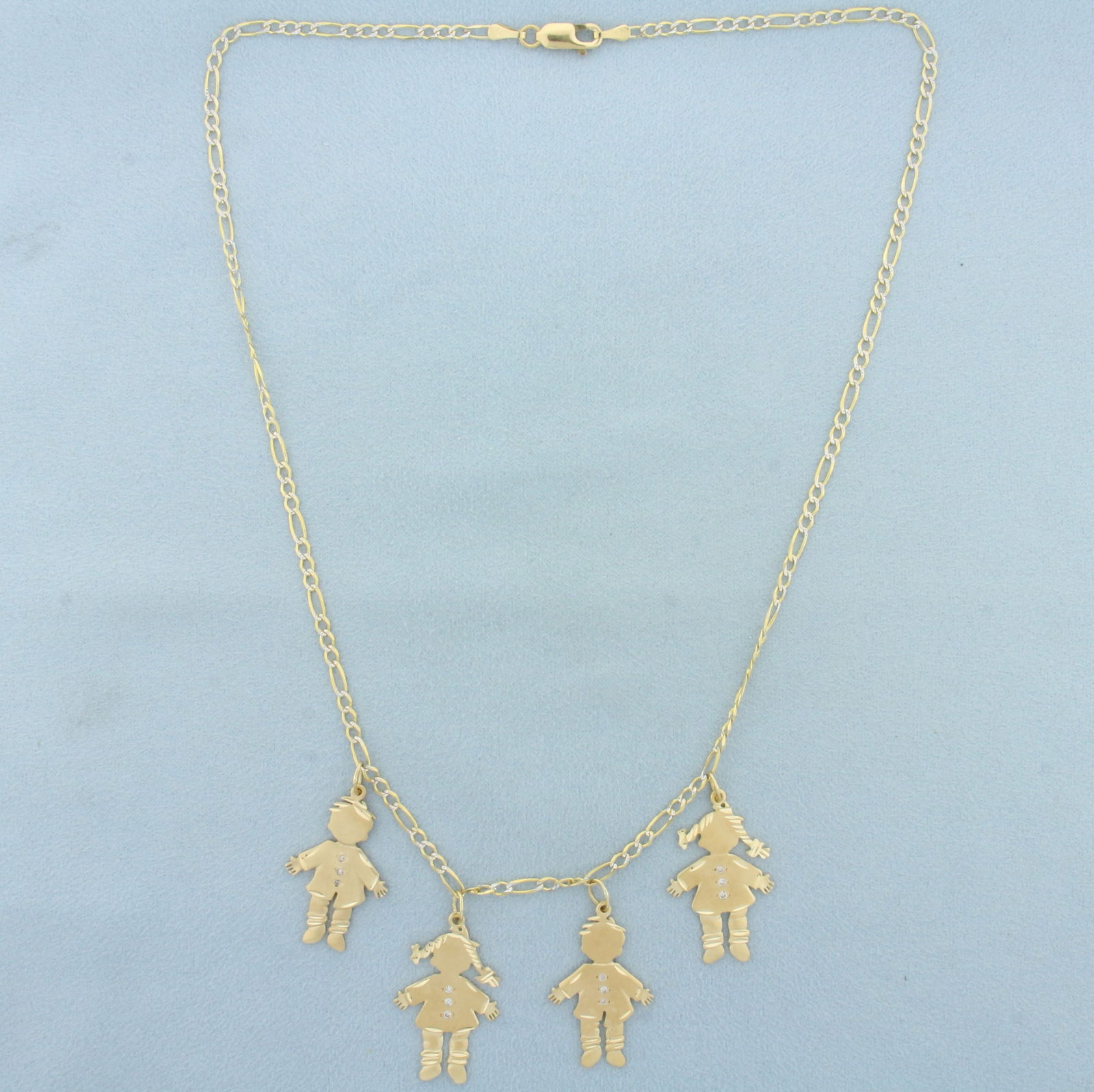 Diamond Children or Grandchildren Charm Necklace in 14k Yellow Gold (1 of 2)