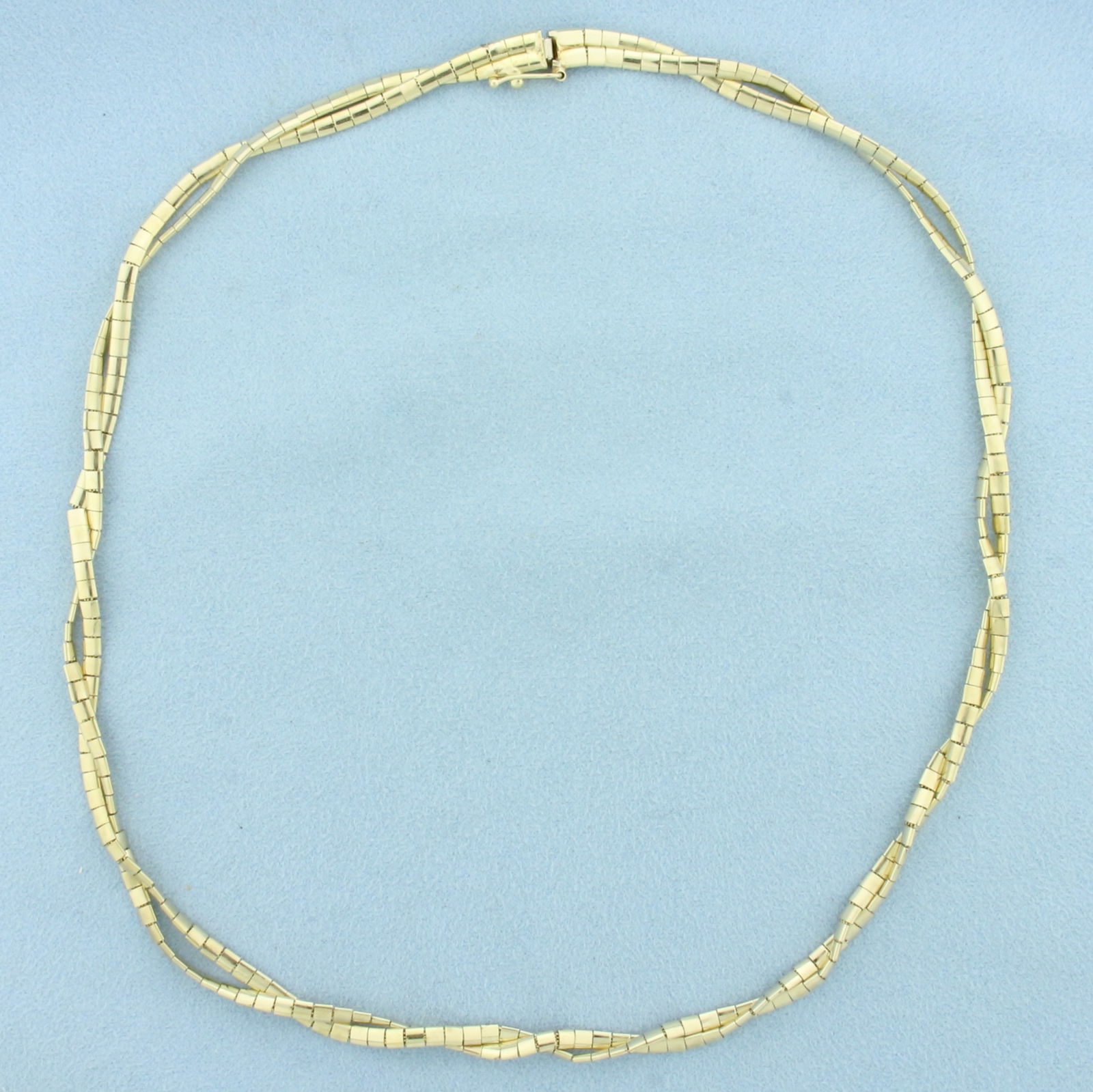 Italian 17.5 InchTwisting Brick Link Necklace in 14k Yellow Gold (1 of 2)