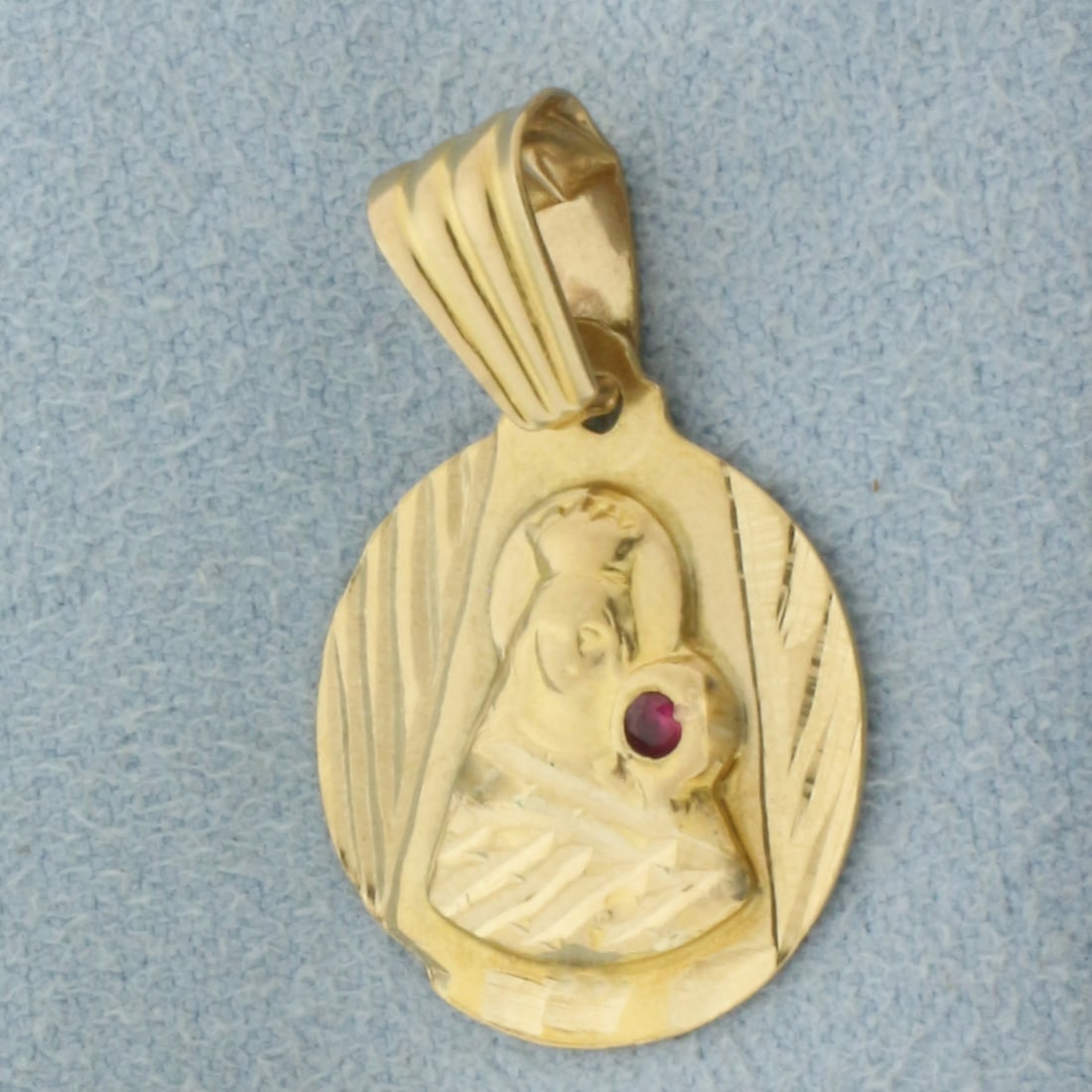 Saint Barbara Ruby Protection Pendant in 10k Yellow Gold (1 of 2)