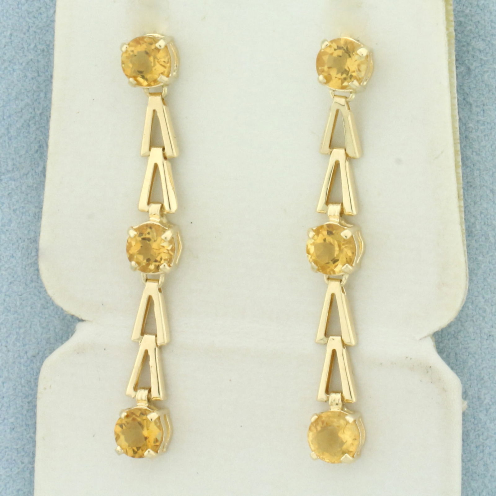 Citrine Dangle Drop Earrings in 14k Yellow Gold (1 of 2)