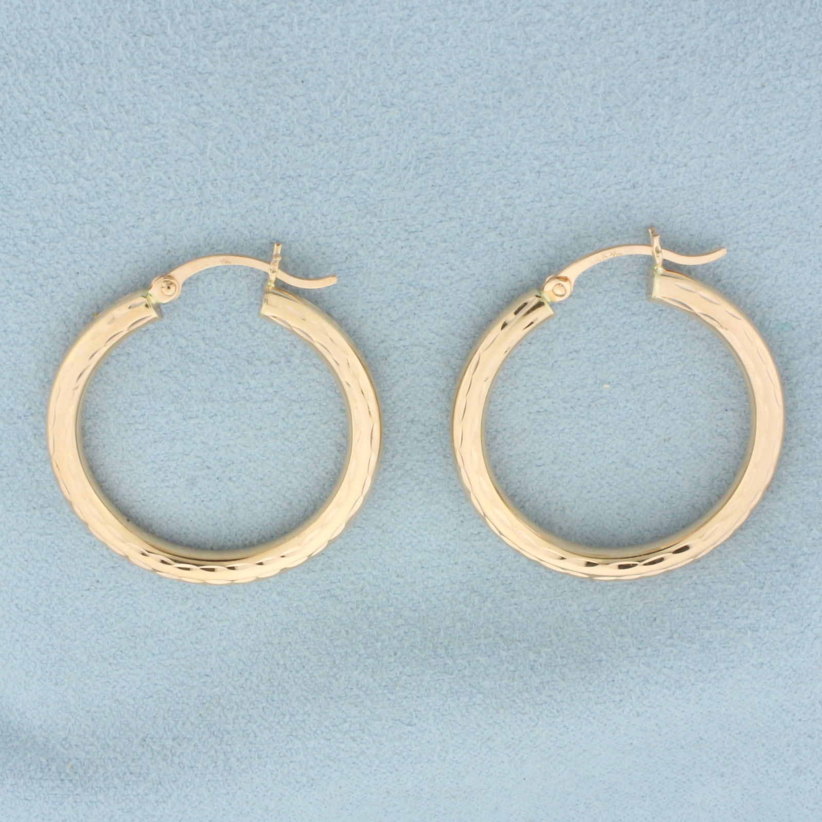 Diamond Cut Hoop Earrings in 14k Rose Gold (1 of 2)