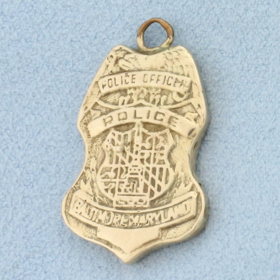 Vintage Baltimore Police Department Pendant in 14k Yellow Gold: 14k yellow gold. 1 inch long, 5/8 inch wide. 6.6g.