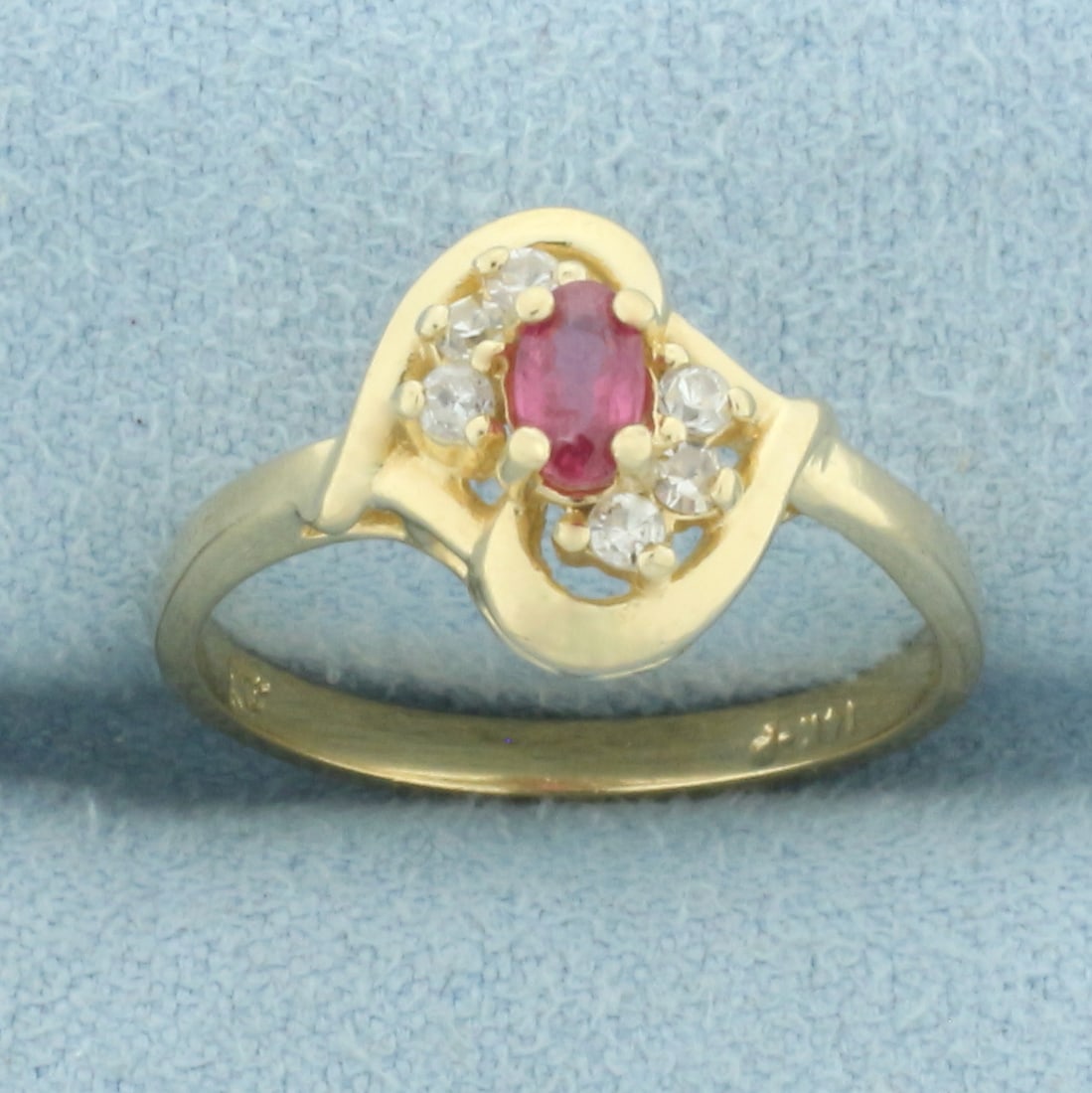 Pink Sapphire and Diamond Ring in 14k Yellow Gold (1 of 4)