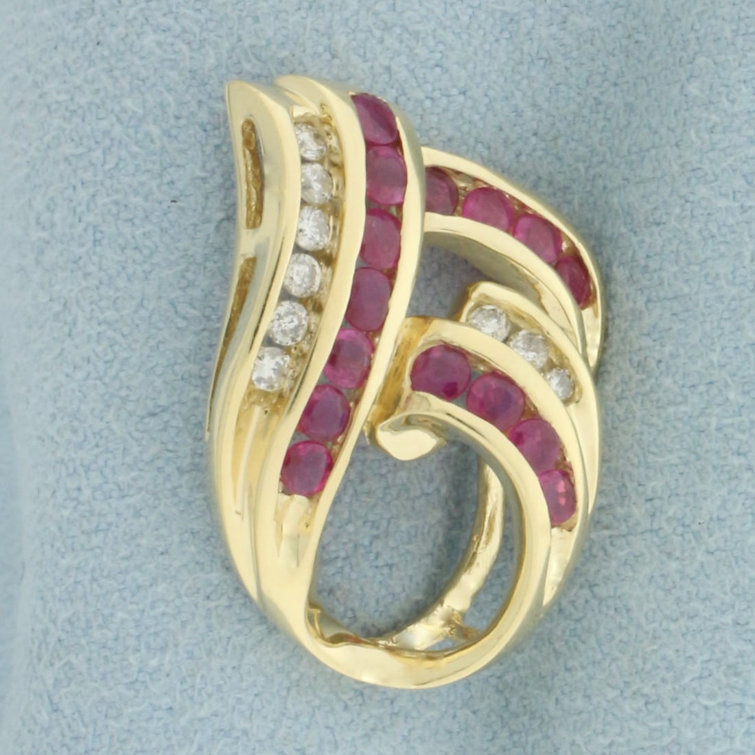 Ruby and Diamond Slide Pendant in 14k Yellow Gold (1 of 3)