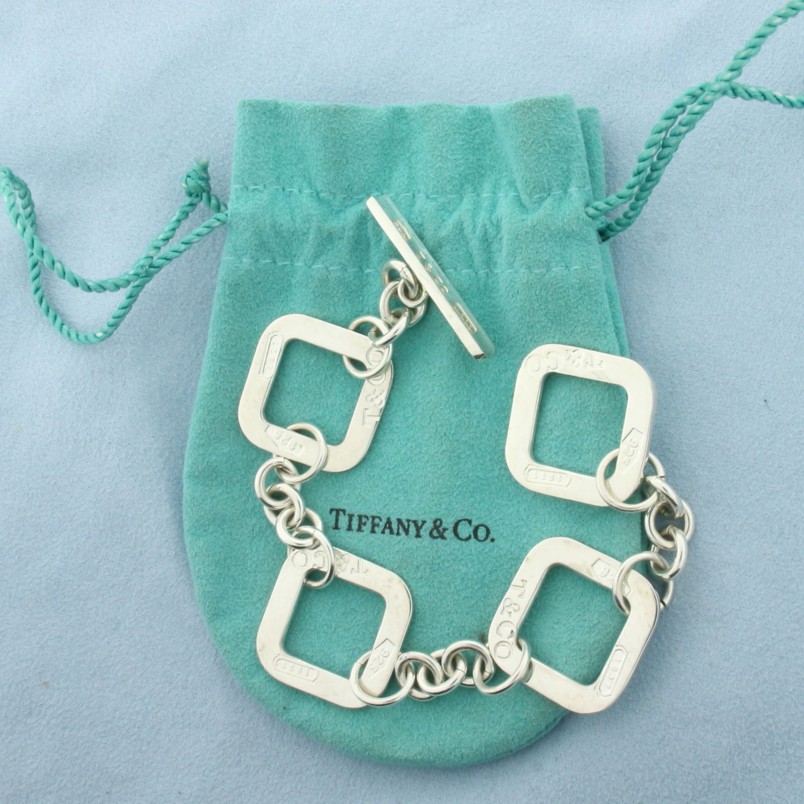 Tiffany and Co. Square Link 1837 Toggle Bracelet in Sterling Silver (1 of 4)