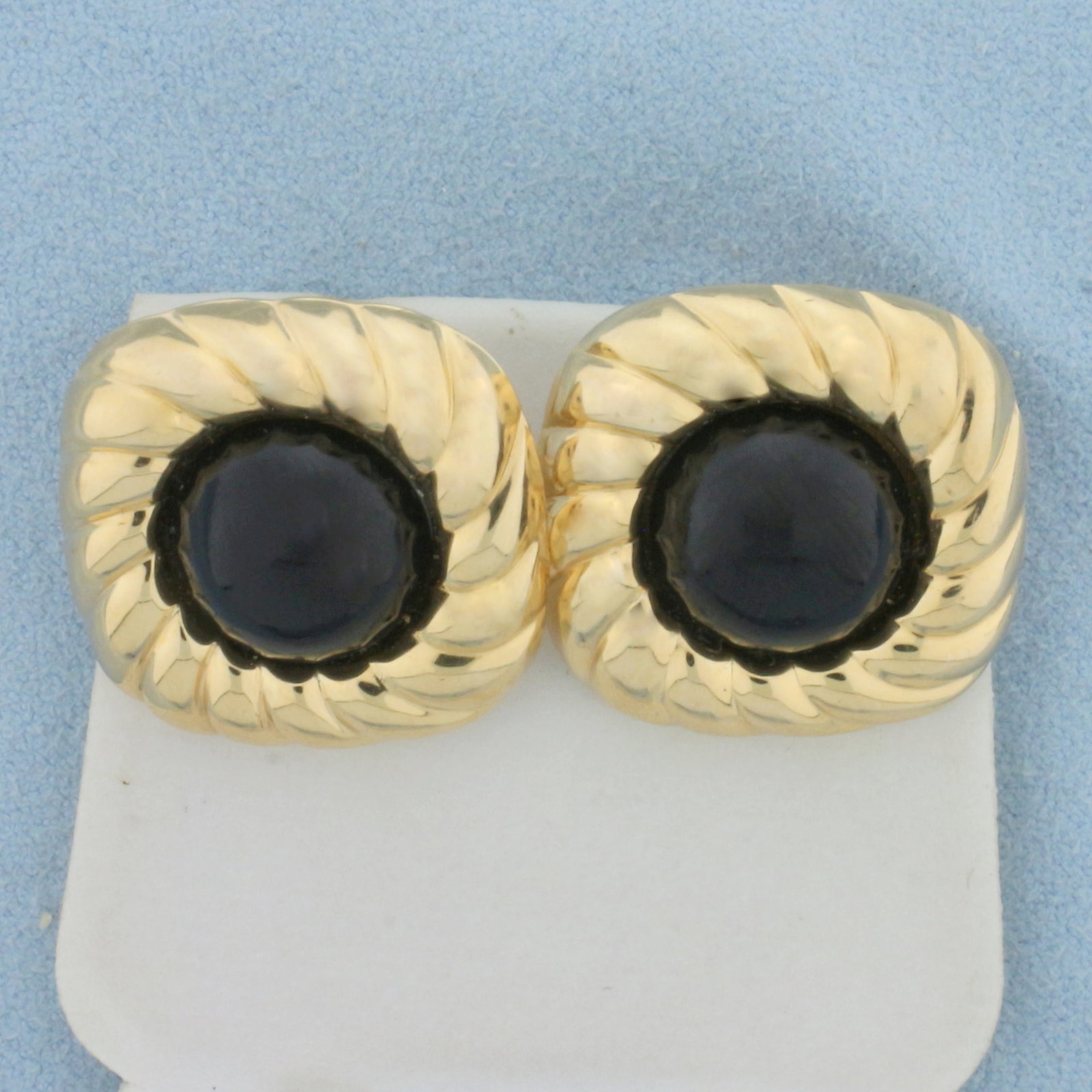 Vintage Onyx Button Earrings in 14K Yellow Gold (1 of 2)