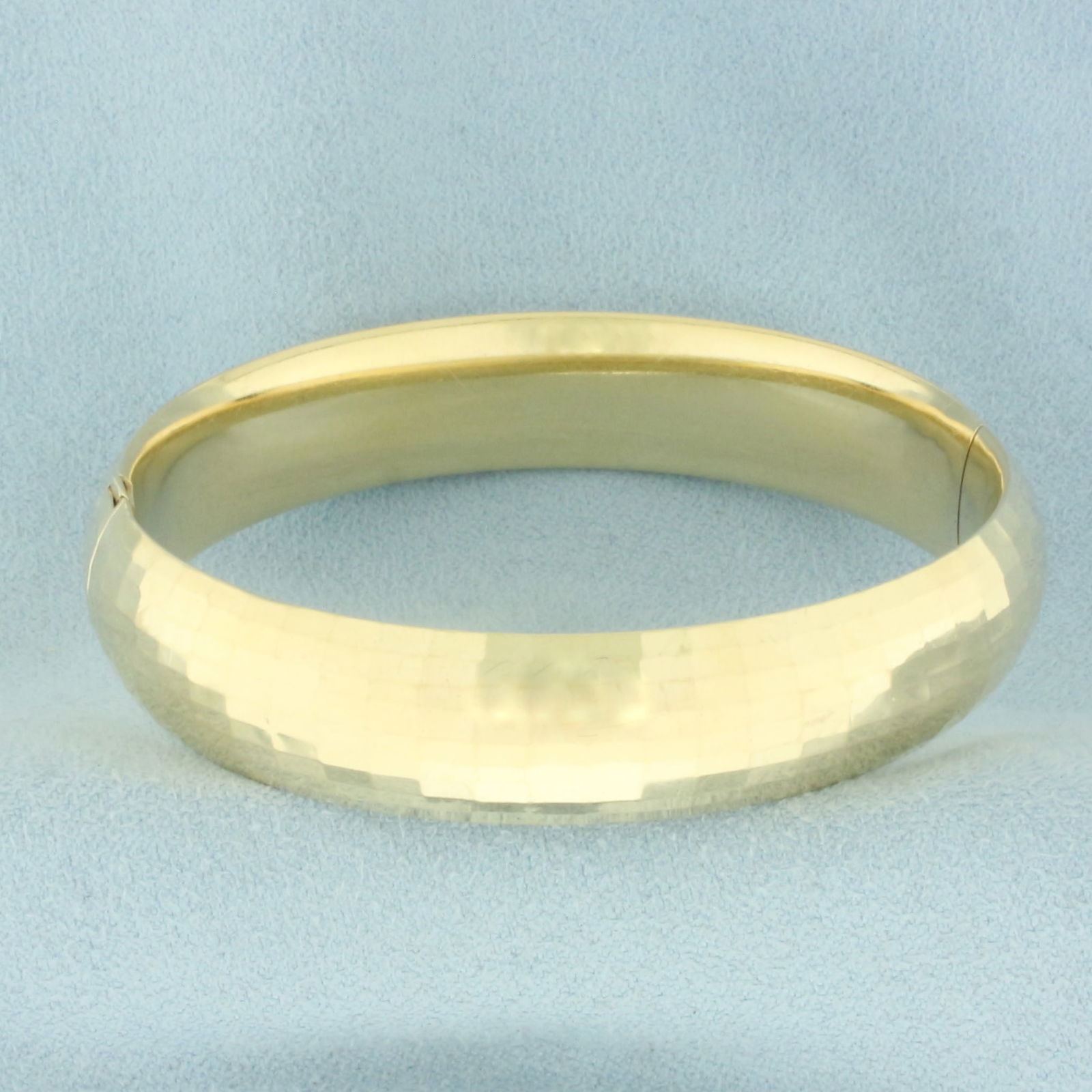 Disco Ball Finsh Hinged Bangle Bracelet in 14k Yellow Gold (1 of 3)