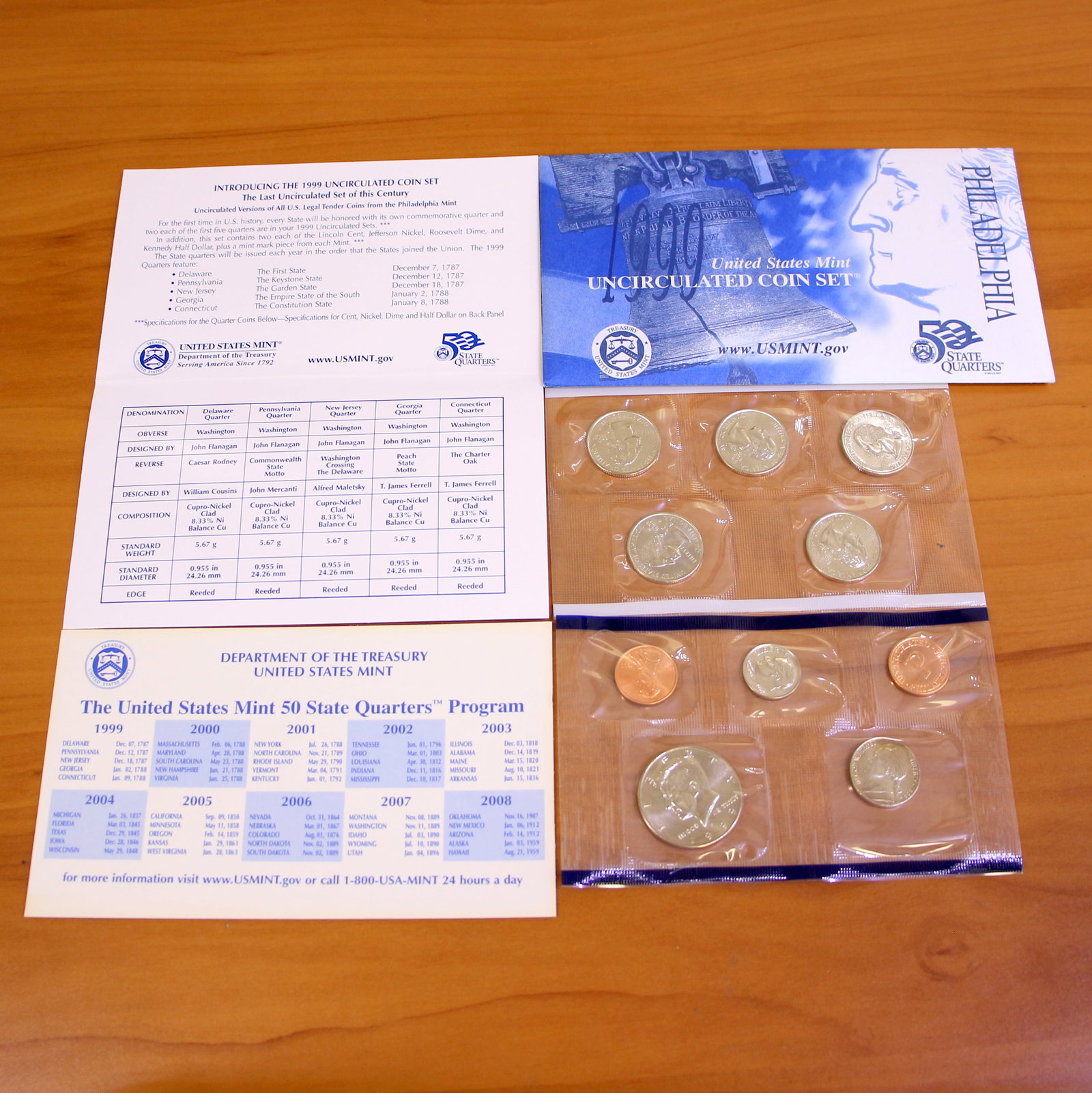 2000 US Philadelphia Mint Uncirculated Coin Set OGP: Contains one 2000 Philadelphia Mint Coin Set and one 2000 State Quarters Coin Set. Set in original packaging and contains reorder form and certificate of authenticity.