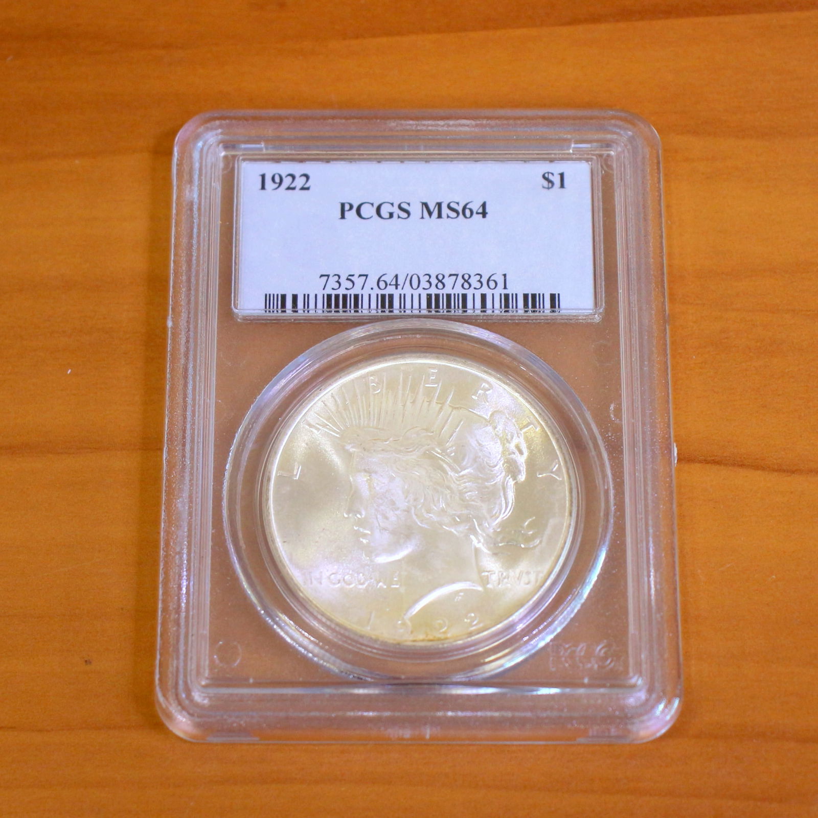 1922 PCGS MS64 Peace Silver Dollar Coin (1 of 2)
