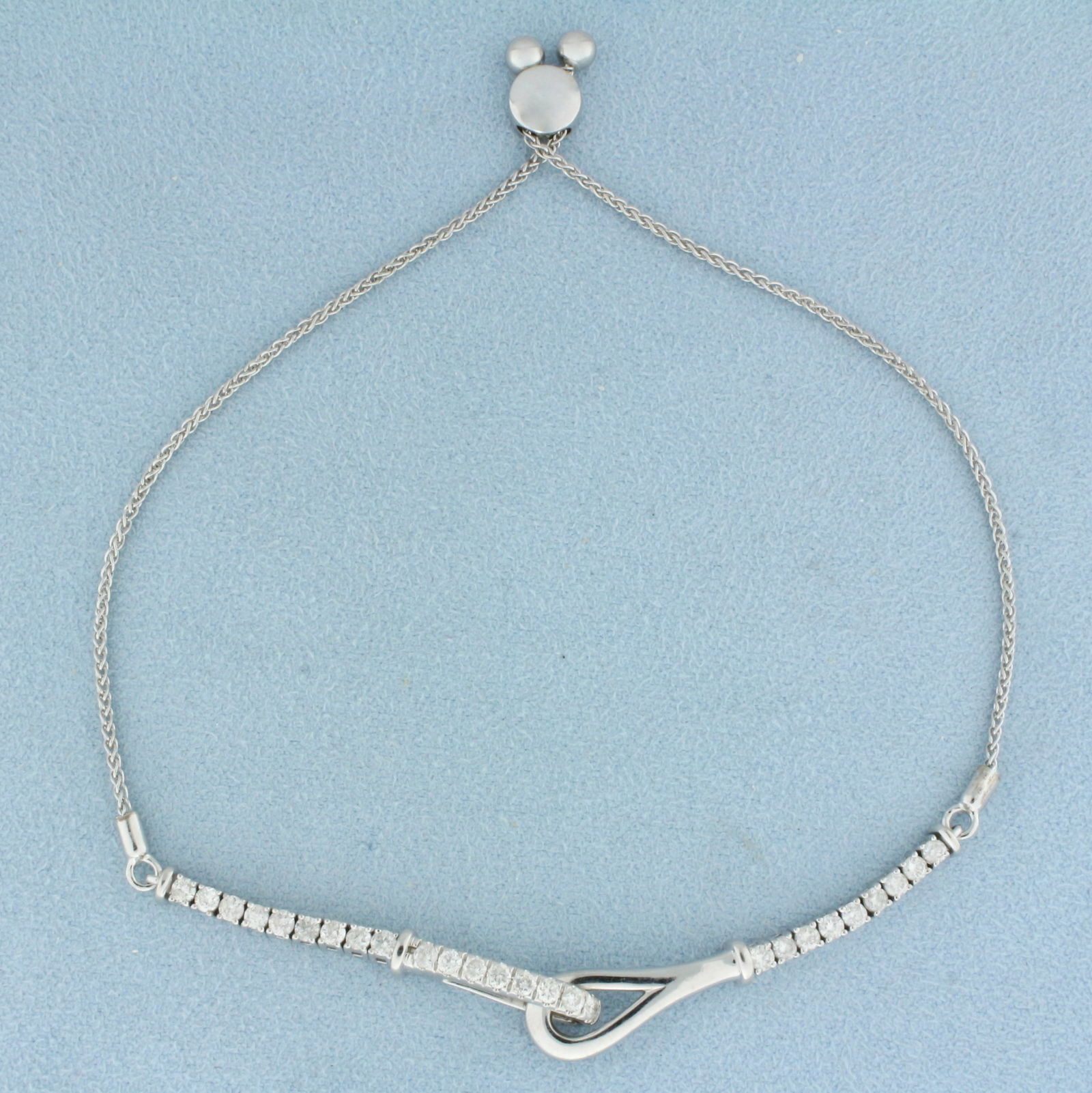 Adjustible Length Designer Diamond Bracelet In 14k White Gold (1 of 2)