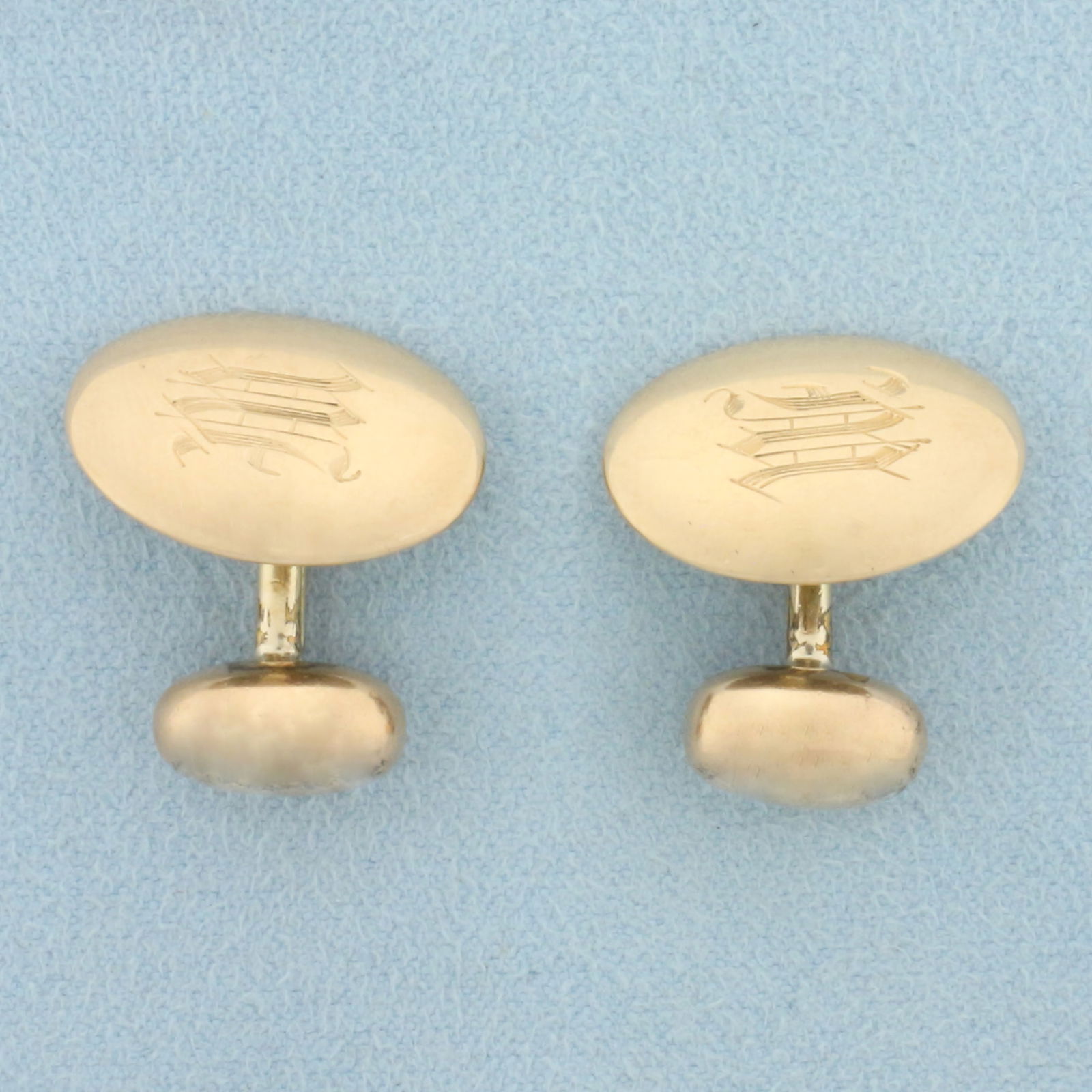 Antique M or W Hand Engraved Cufflinks in 10k Rose Gold (1 of 2)