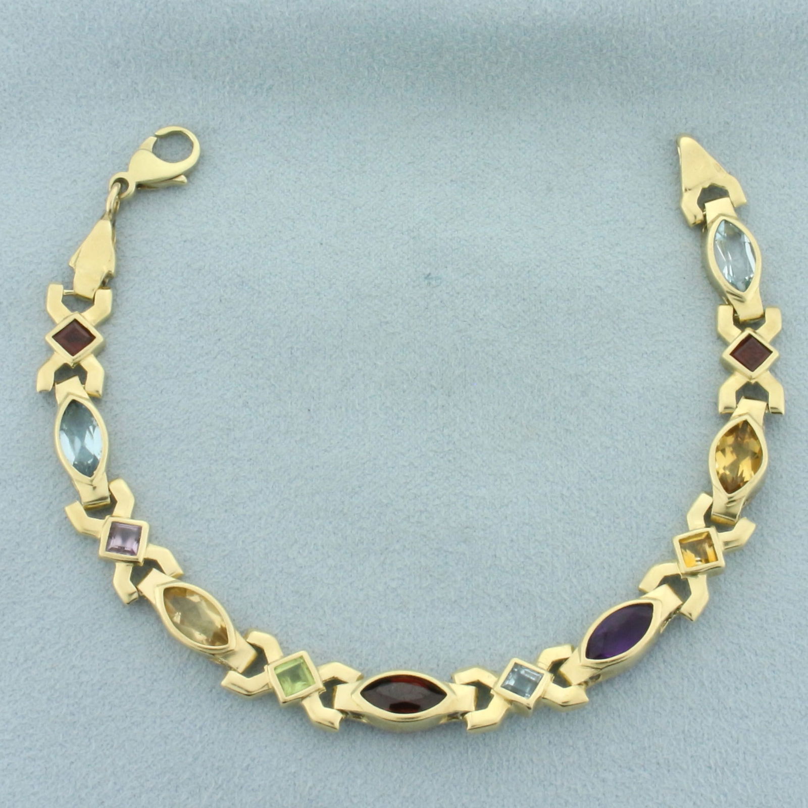 Rainbow Gemstone Geometric Bracelet in 14k Yellow Gold (1 of 2)