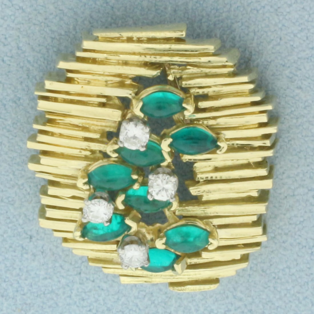 Designer Emerald and Diamond Pendant or Slide in 18k Yellow Gold (1 of 3)