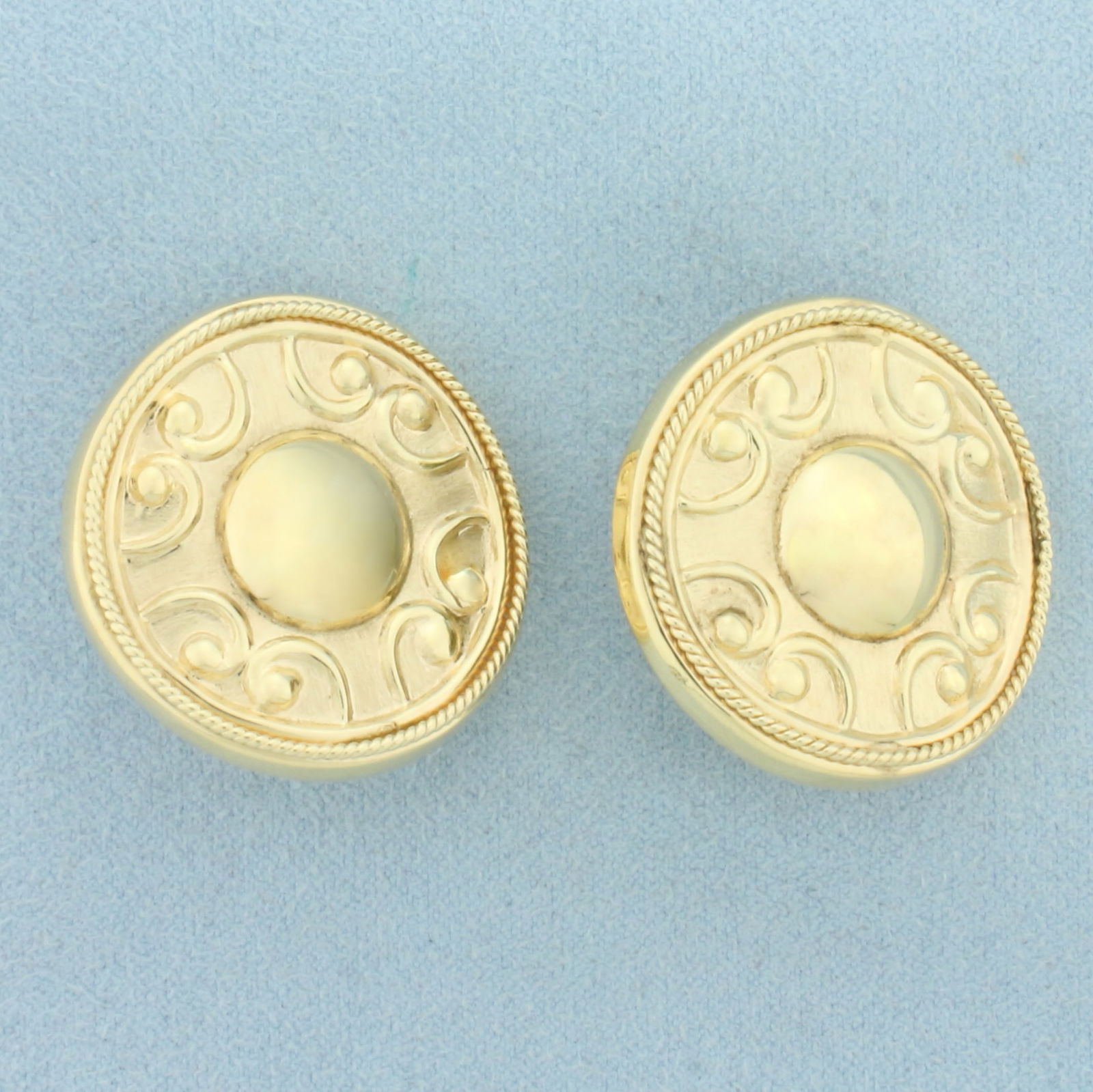 Large Button Medallion Earrings in 14k Yellow Gold (1 of 2)