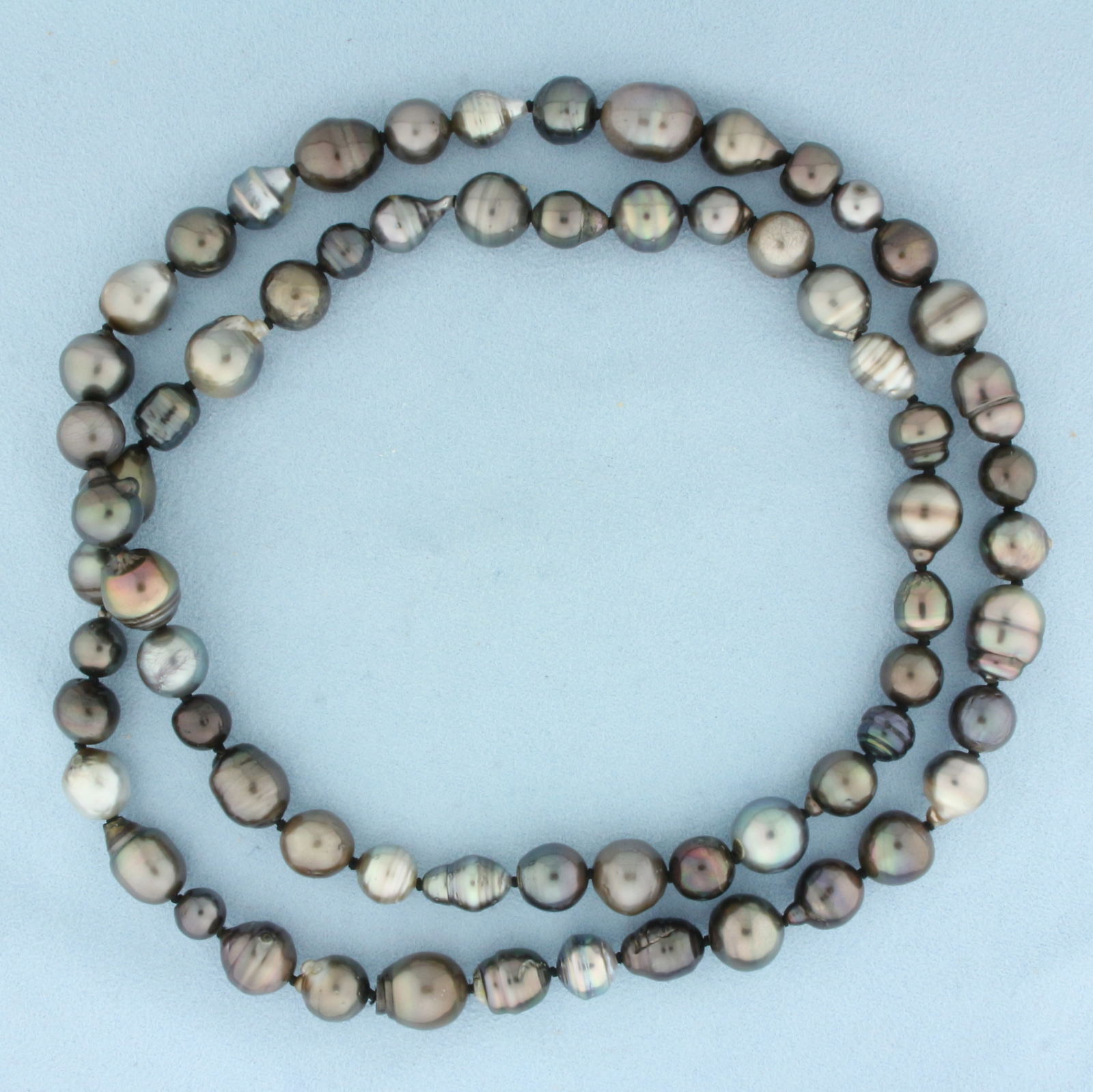 Tahitian Pearl Baroque Hand Knotted Pearl Strand Necklace (1 of 2)