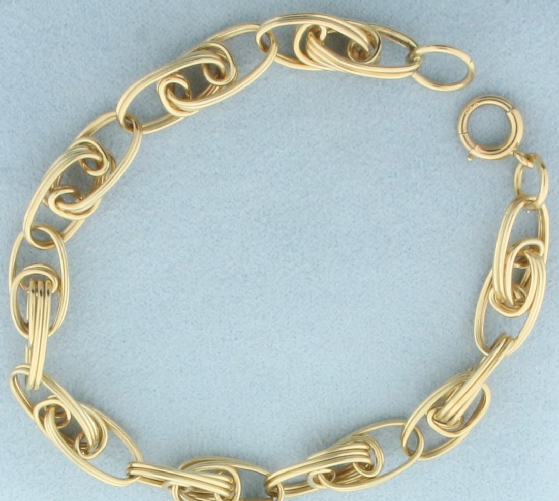 Designer Oval Double Link Bracelet in 14k Yellow Gold (1 of 2)