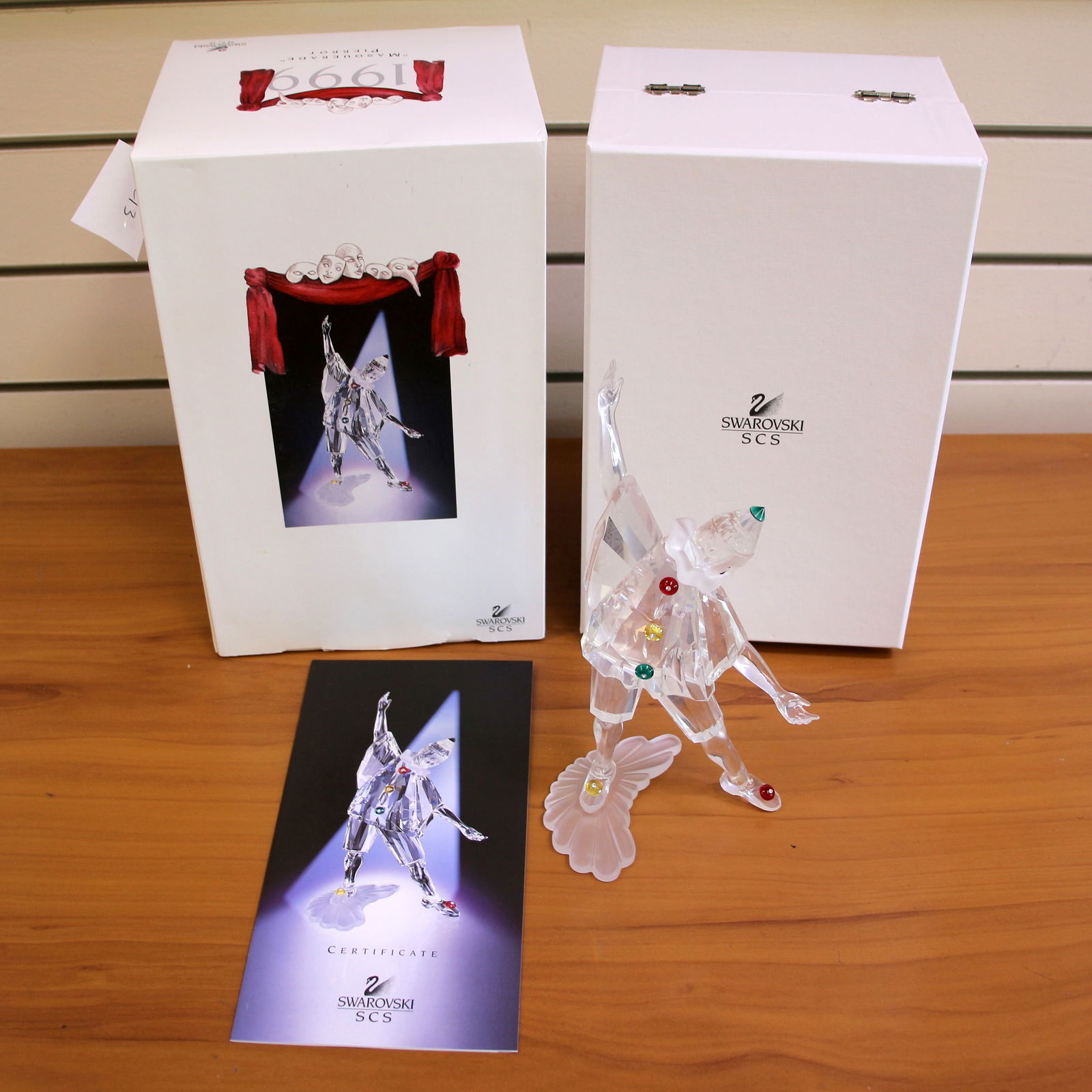 Swarovski Crystal 1999 Masquerade Pierrot SCS with Box and COA: Excellent condition with original box and certificate.