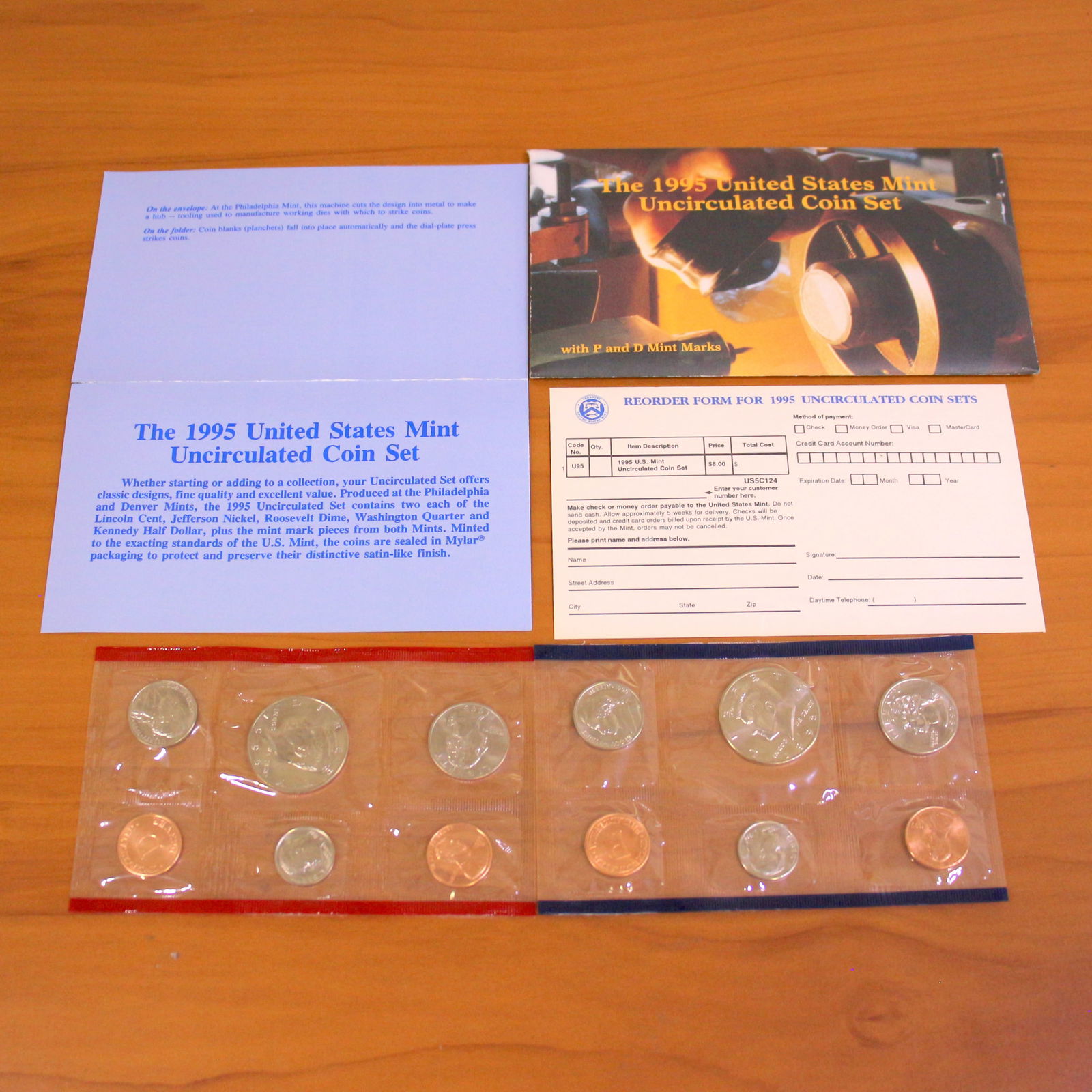 1995 US Mint Uncirculated Coin Set OGP: Contains one 1995 Philadelphia Mint Coin Set and one 1995 Denver Mint Coin Set. Set in original packaging and contains reorder form and certificate of authenticity.