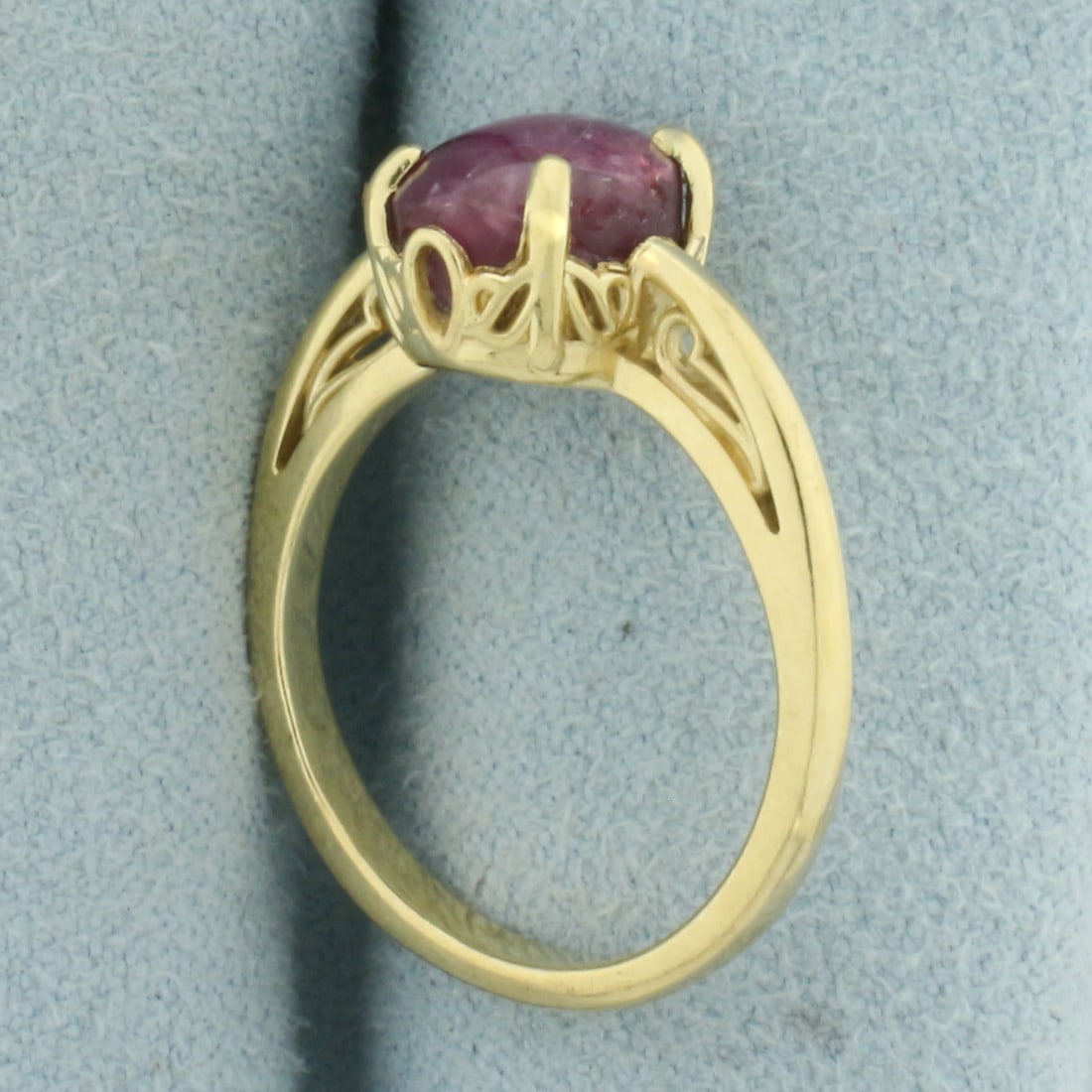 Star Ruby Solitaire Ring in 14k Yellow Gold - 3