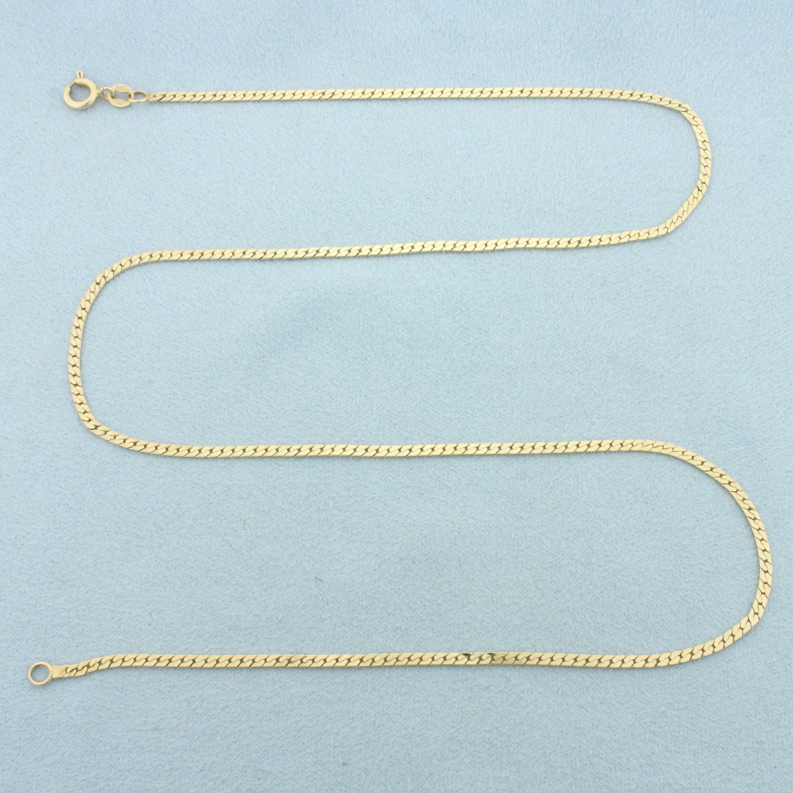 Italian 19 Inch Herringbone Link Chain Necklace in 14k Yellow Gold: In 14k Yellow Gold. 19 inches long. 2mm wide. Made in Italy. Spring clasp. 4.6g.