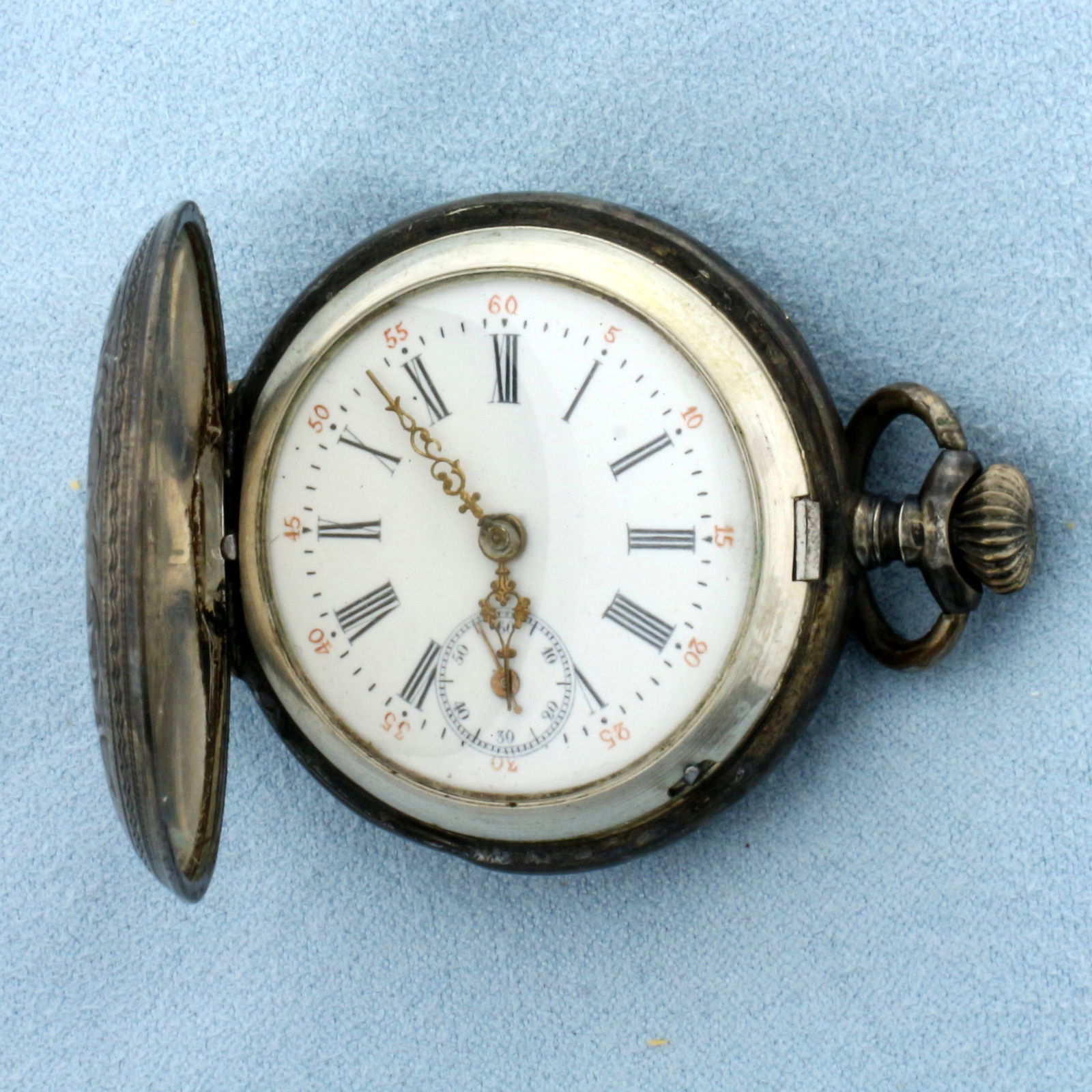 Antique Swiss Silver Hand-Engraved Pocket Watch Circa 1890 (1 of 4)