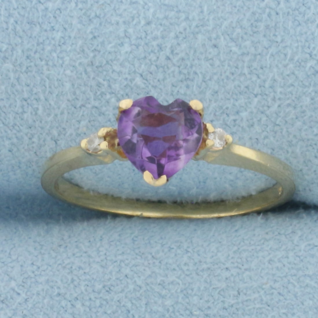 Heart Amethyst and Diamond Ring in 14k Yellow Gold (1 of 4)