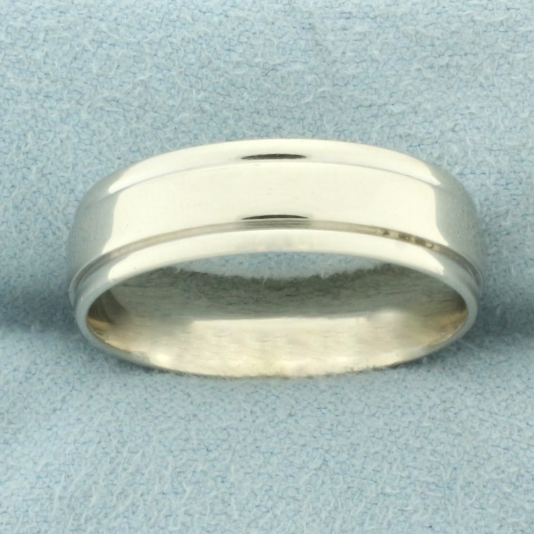 Men's Banded Edge Wedding Band Ring in 14k White Gold (1 of 2)