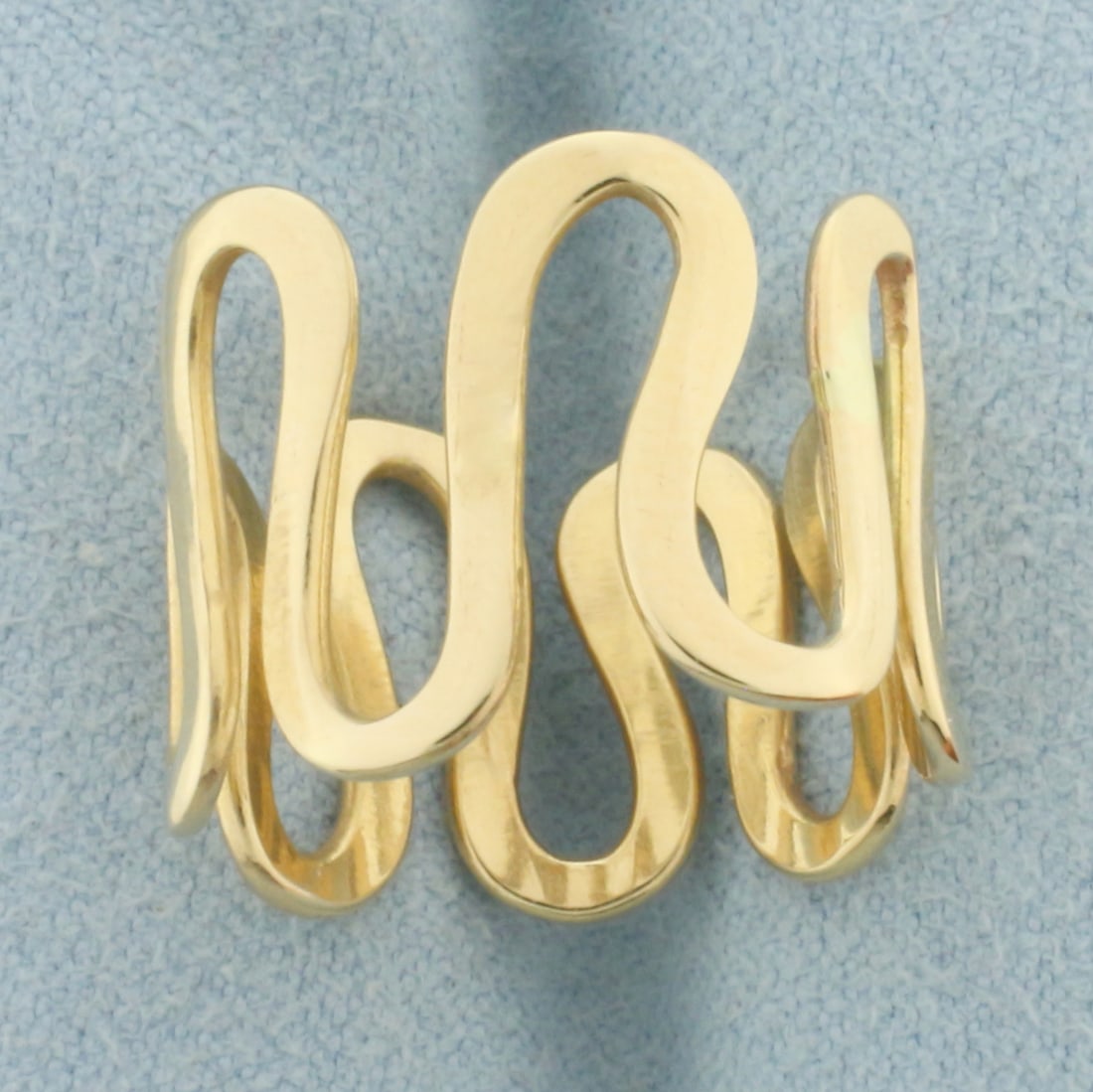Wave Zigzag Ring in 14k Yellow Gold: In 14k Yellow Gold. 15mm wide. Size 6.5. 4.0g.