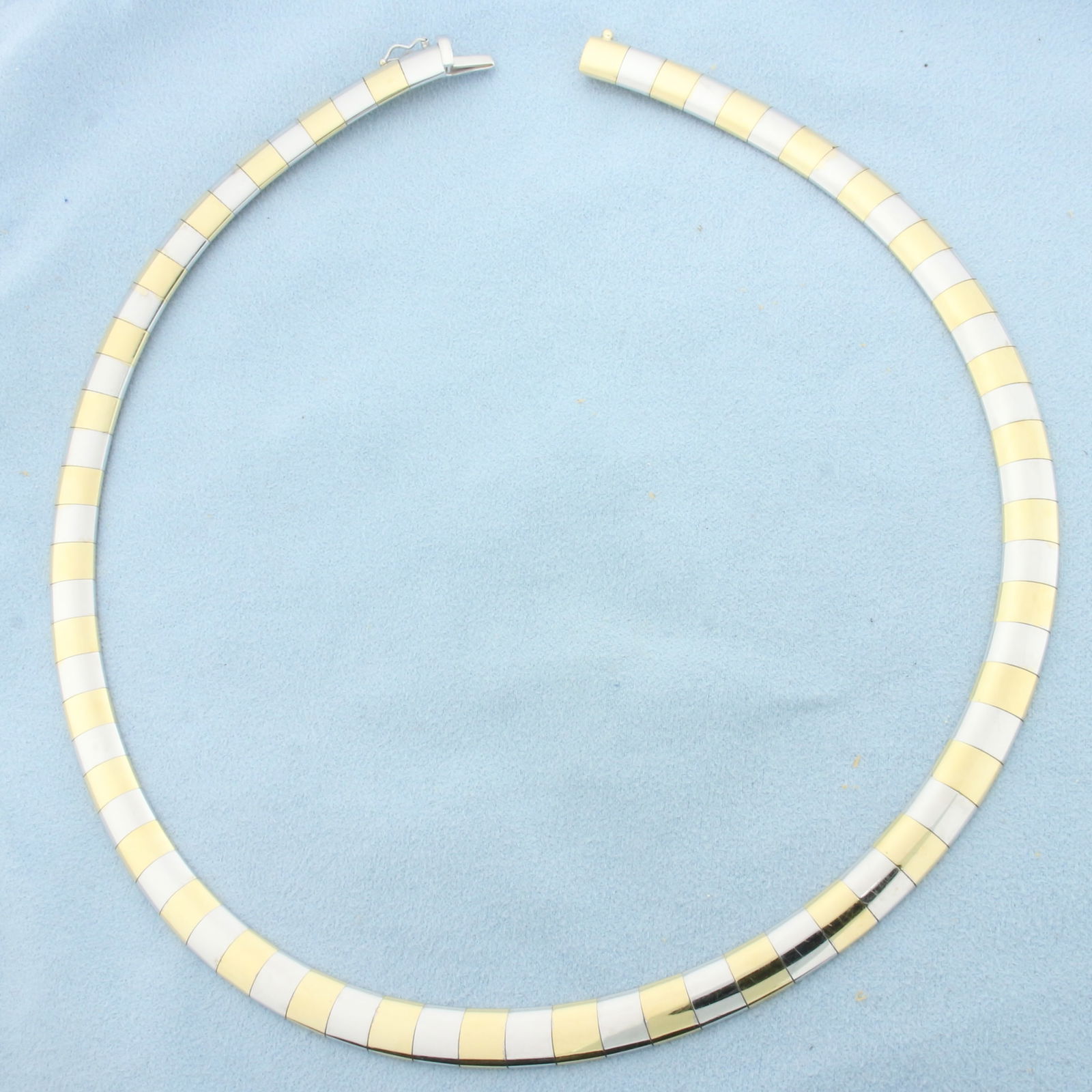 Designer Two Tone Omega Necklace in 14k White and Yellow Gold (1 of 2)