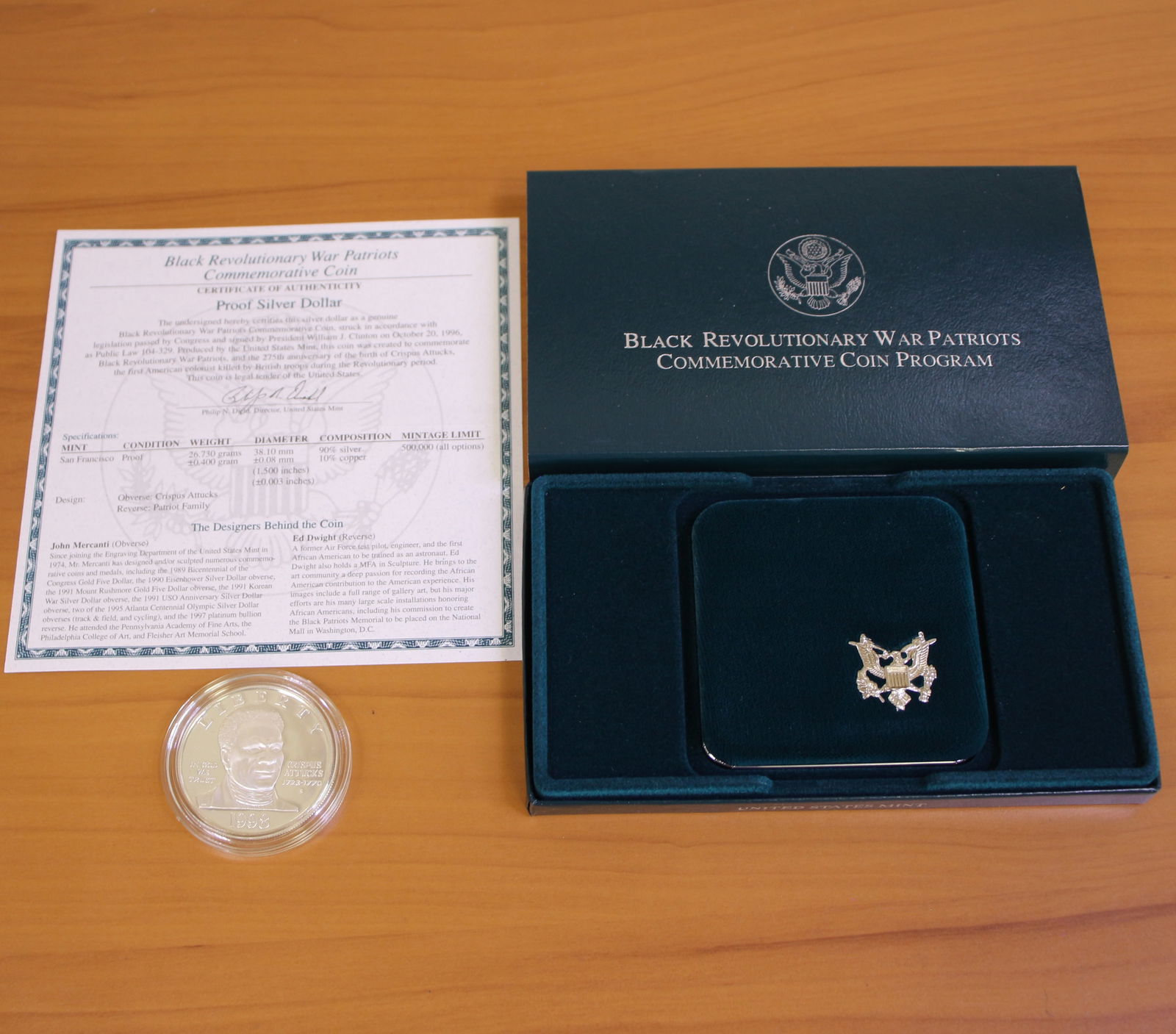 US Mint Black Revolutionary War Patriots Silver Dollar Proof Coin OGP (1 of 3)