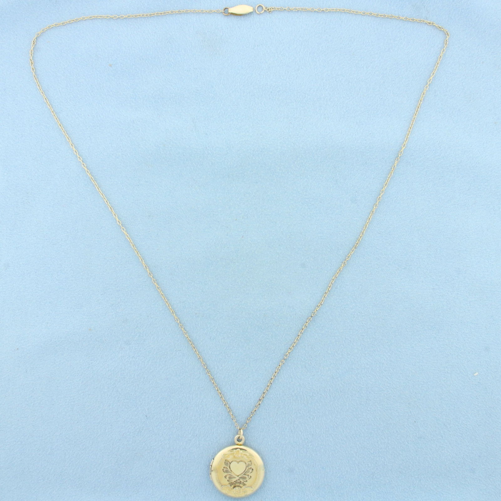 Vintage Engraved Locket Necklace in 10k Yellow Gold (1 of 3)
