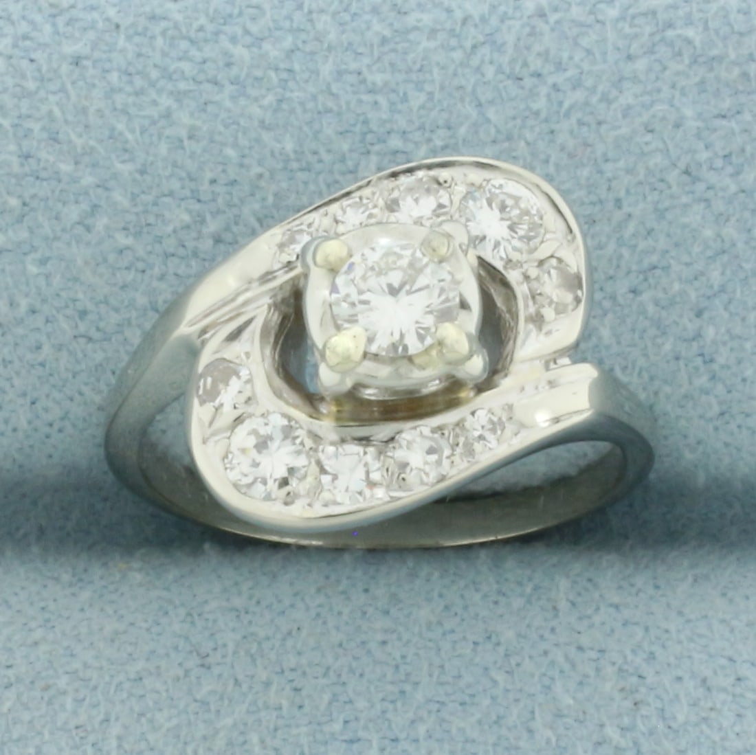Vintage Diamond Halo Ring in 18k White Gold (1 of 4)