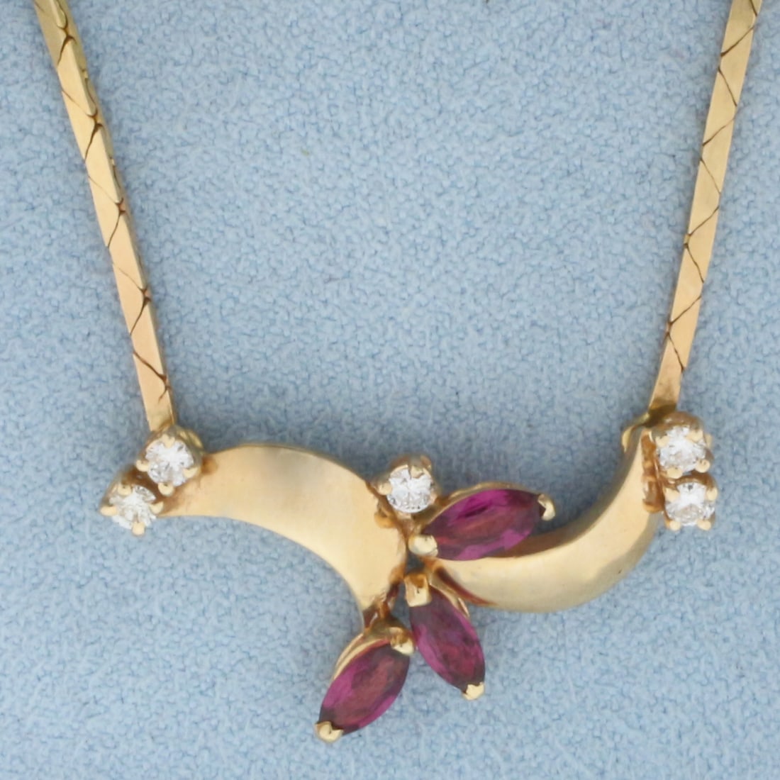 Italian Made Ruby and Diamond Necklace in 14K Yellow Gold (1 of 2)