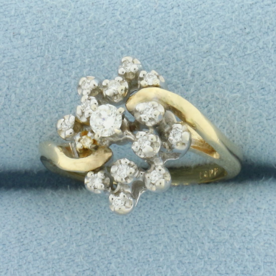 Diamond Cluster Ring in 14k Yellow Gold - 2