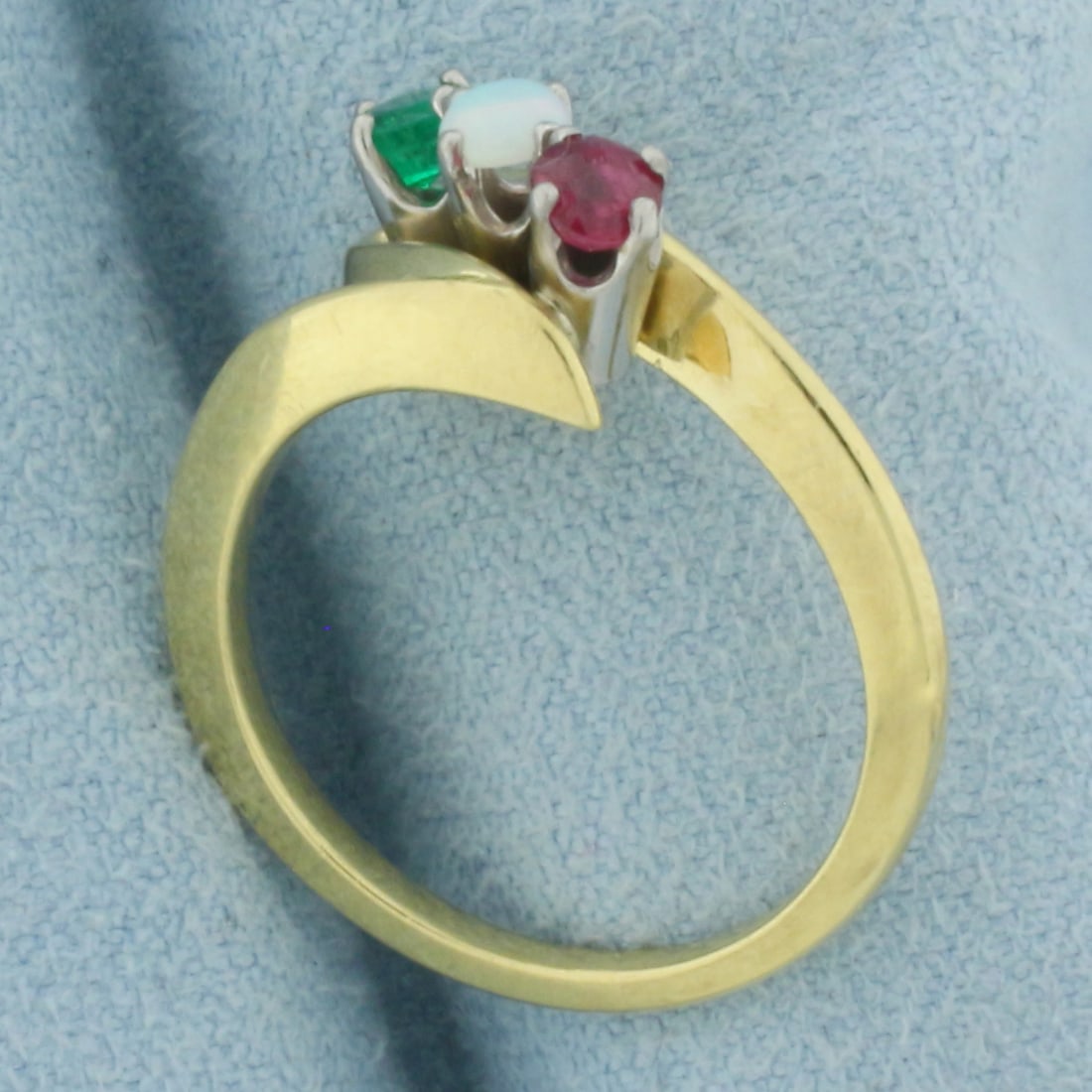 Emerald, Opal, and Ruby Ring in 18k Yellow Gold - 3