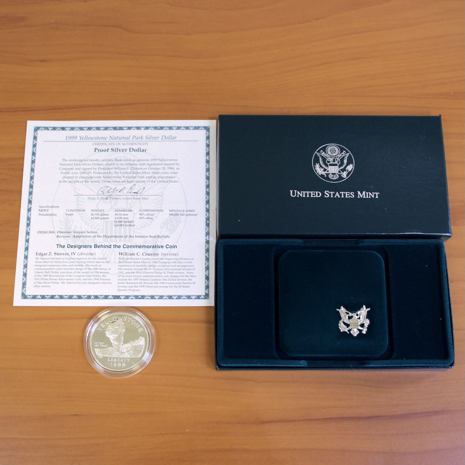 US Mint Yellowstone National Park Silver Dollar Proof Coin OGP (1 of 3)