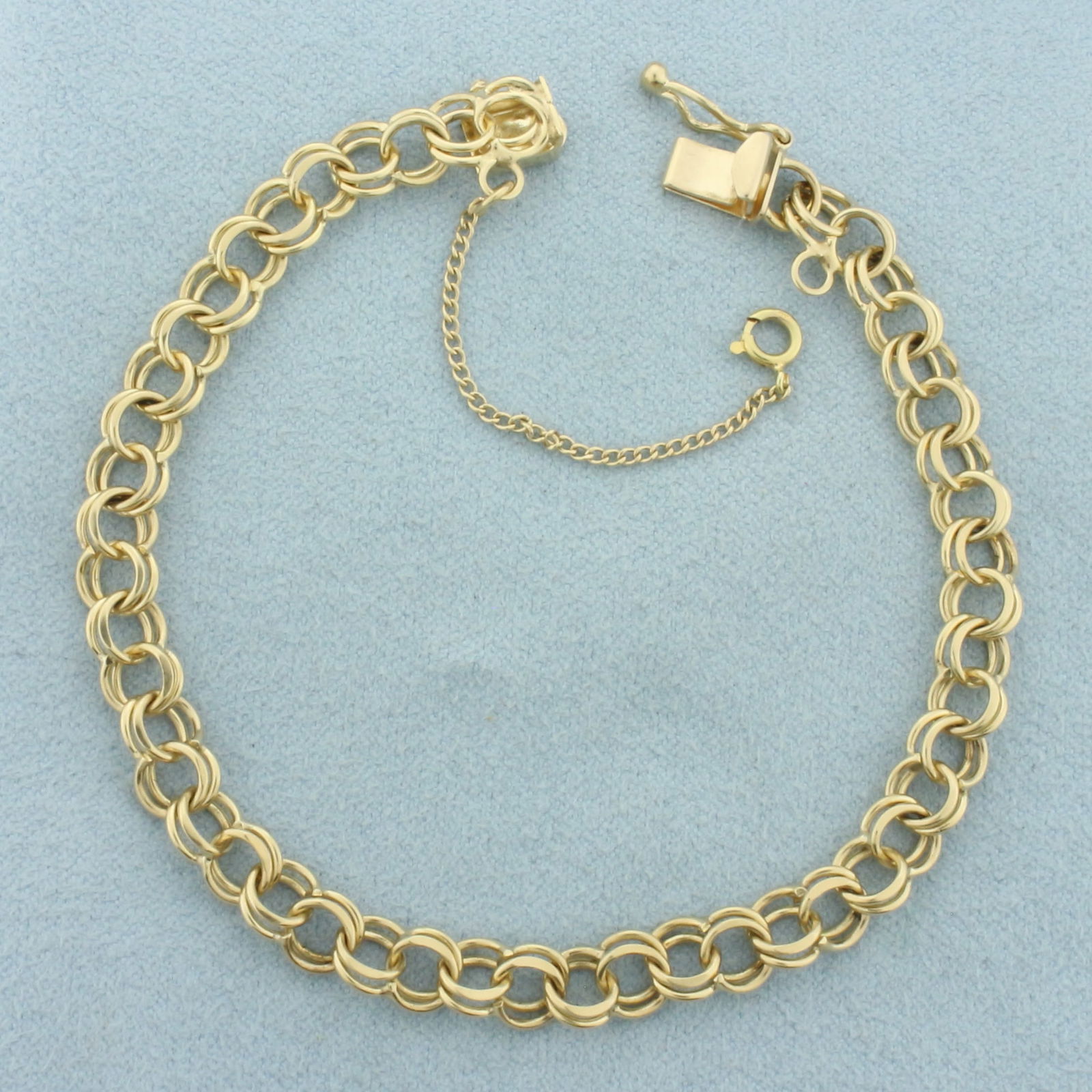 Double Ring Charm Bracelet in 14k Yellow Gold (1 of 2)