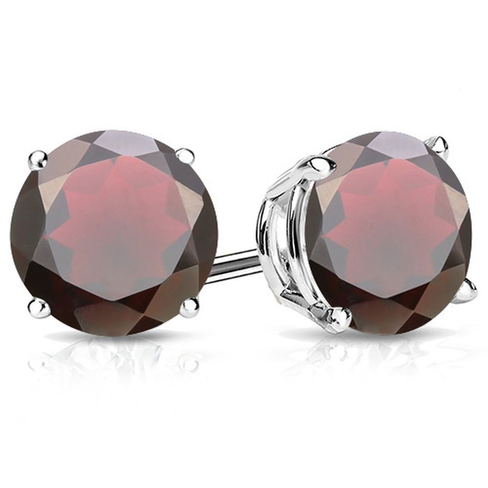 10MM Round Cut Garnet 8CTW Stud Earrings in Sterling Silver (1 of 1)
