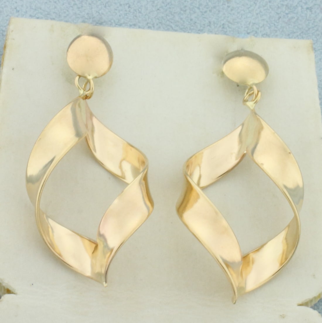 Twisting Ribbon Dangle Earrings in 10k Yellow Gold (1 of 2)