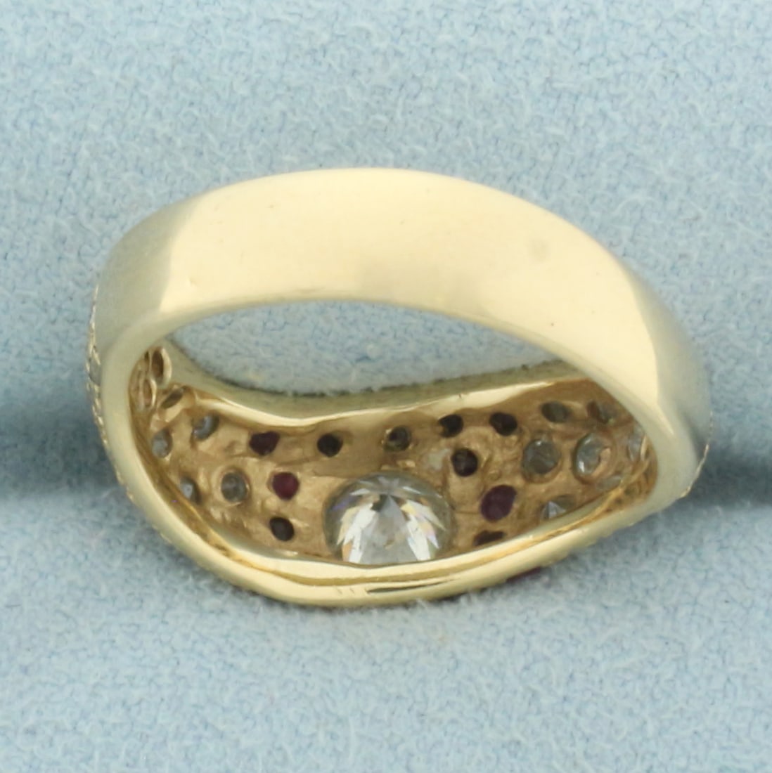 Flush Set Ruby and Diamond Ring in 14k Yellow Gold - 4