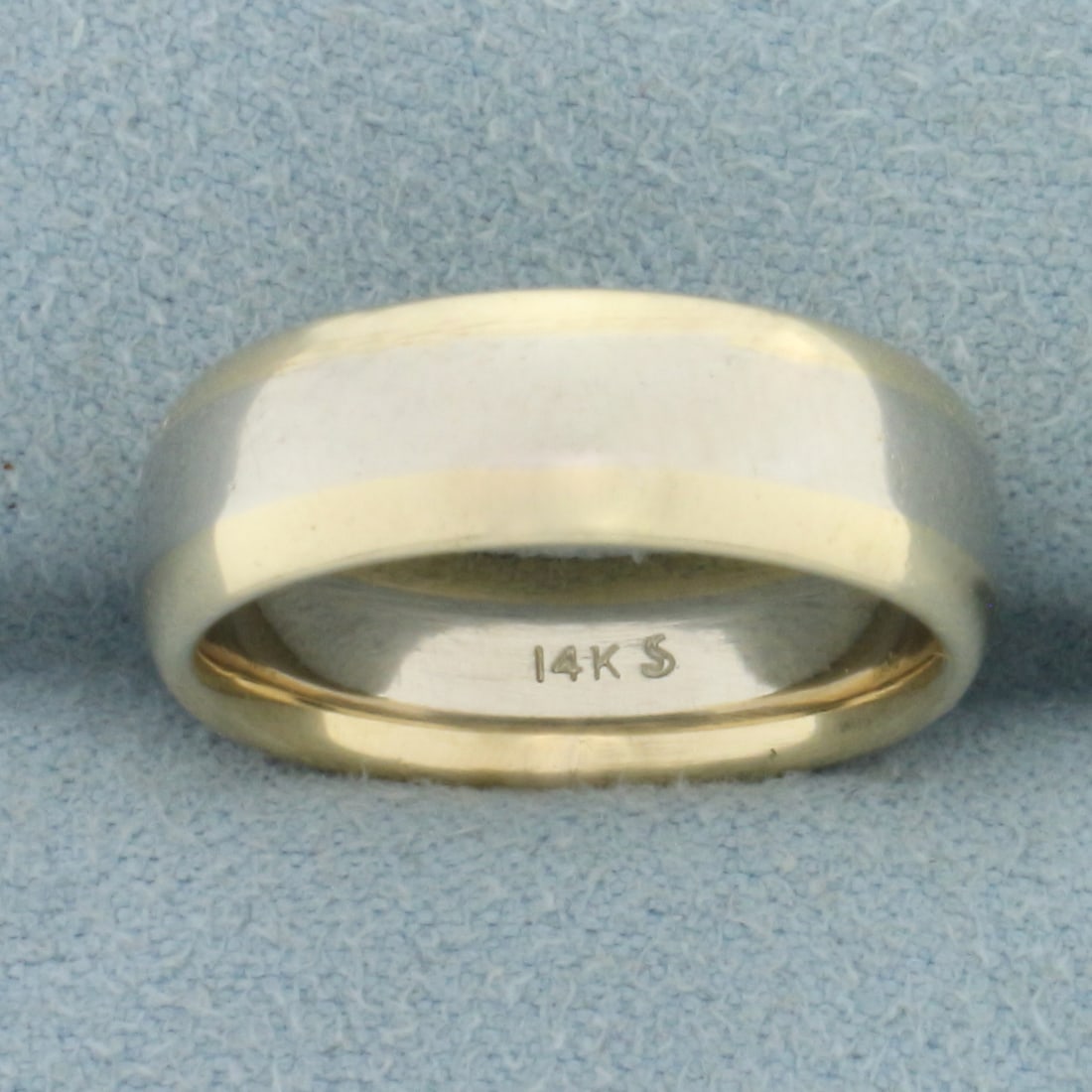 Two Tone High Polish Wedding Band Ring in 14k Yellow and White Gold: In 14k yellow and white gold. 6mm wide. Size: 5.5. 6.8g.