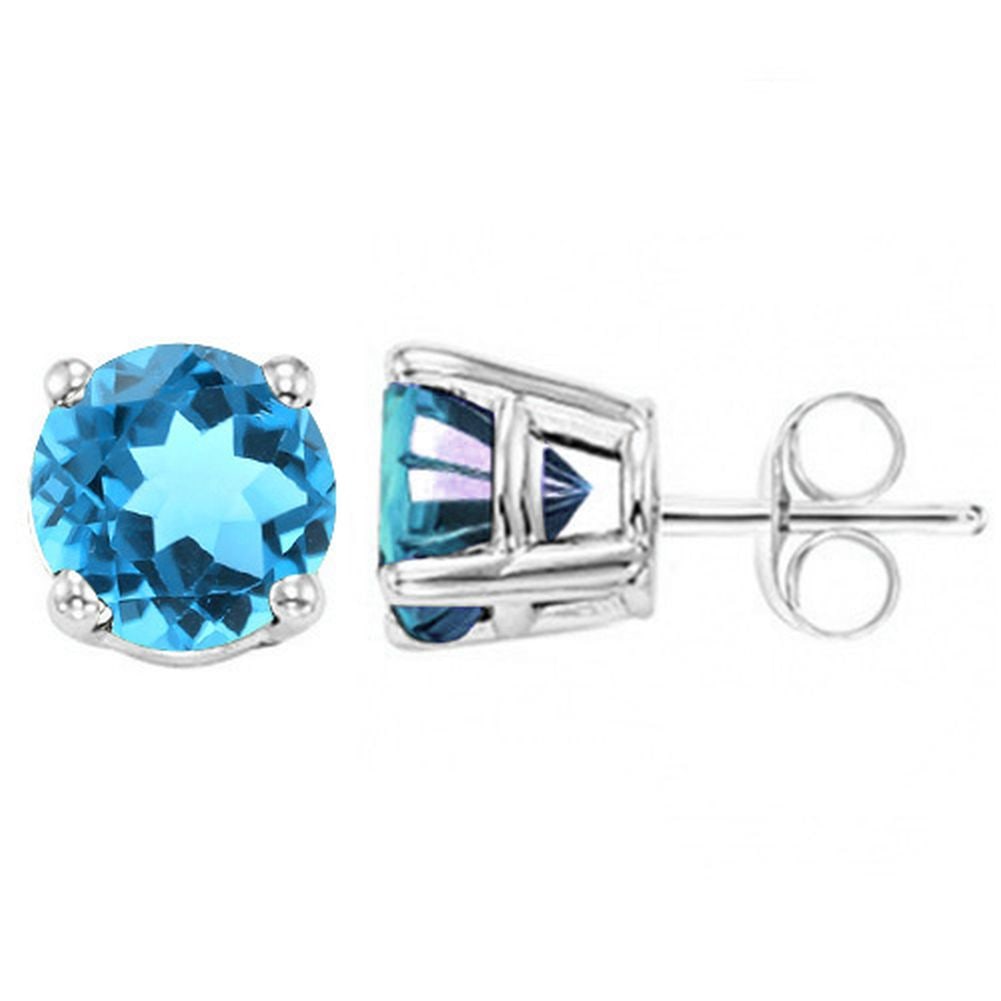 5MM Round Cut Sky Blue Topaz 1.2CTW Stud Earrings in Sterling Silver (1 of 1)
