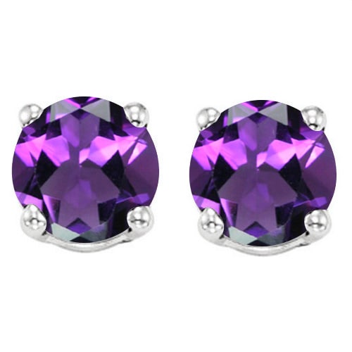 10MM Round Amethyst Stud Earrings in Sterling Silver (1 of 2)