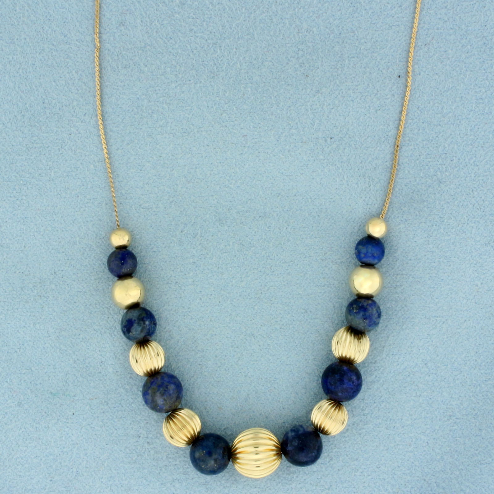 Italian Lapis Lazuli Ball Bead Necklace in 14k Yellow Gold (1 of 2)