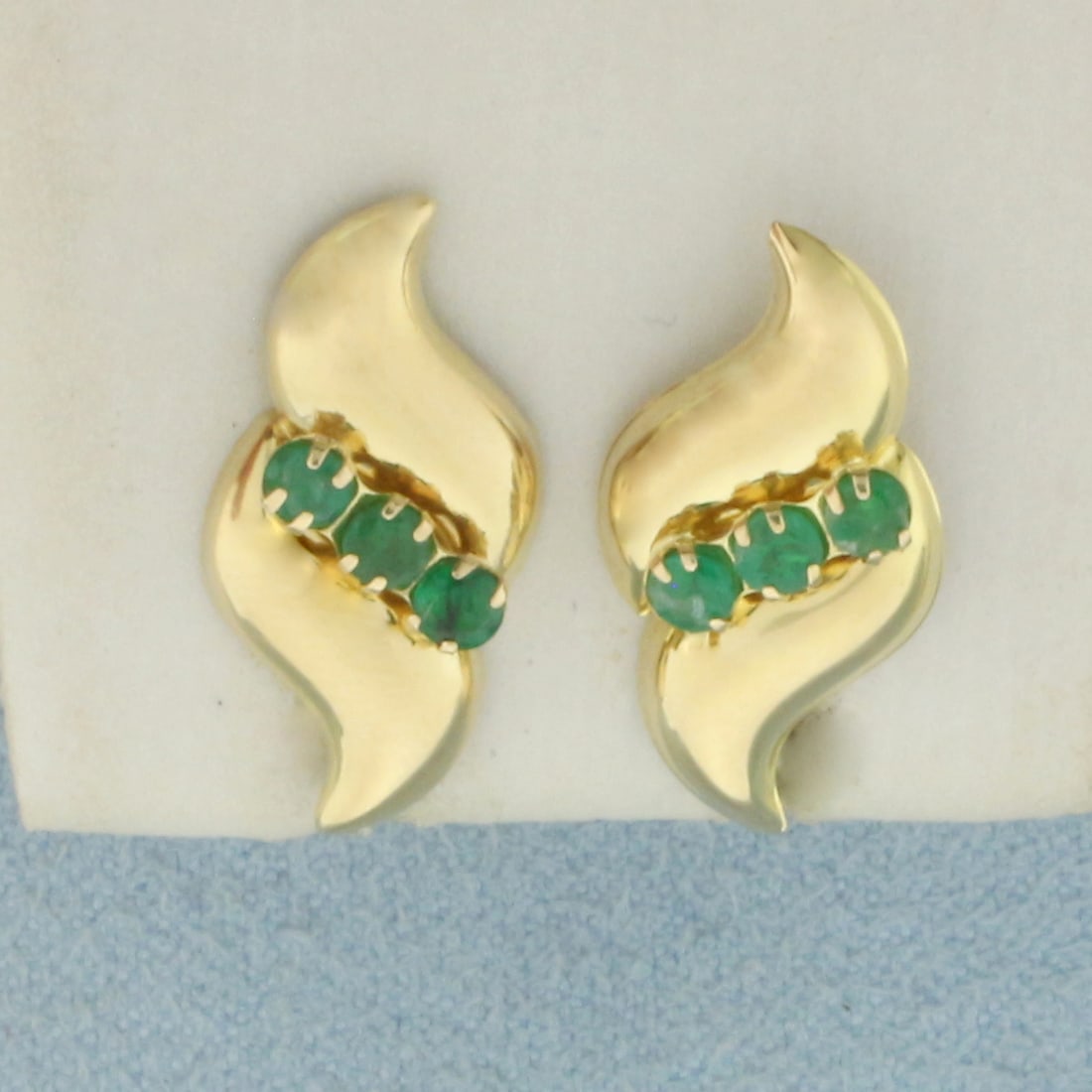 Emerald Earrings in 14k Yellow Gold (1 of 2)